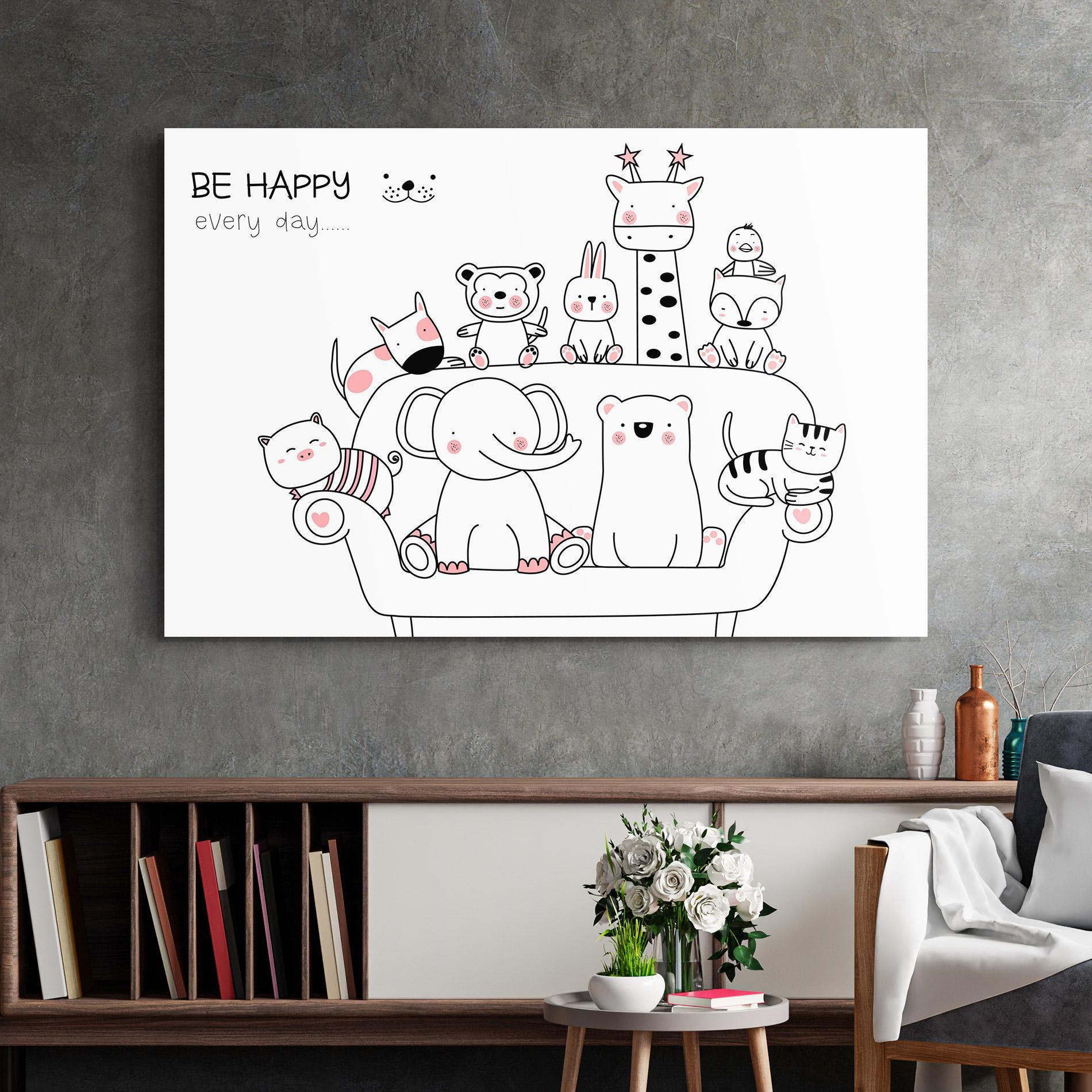 Üvegkép Be Happy Animals mockup 2