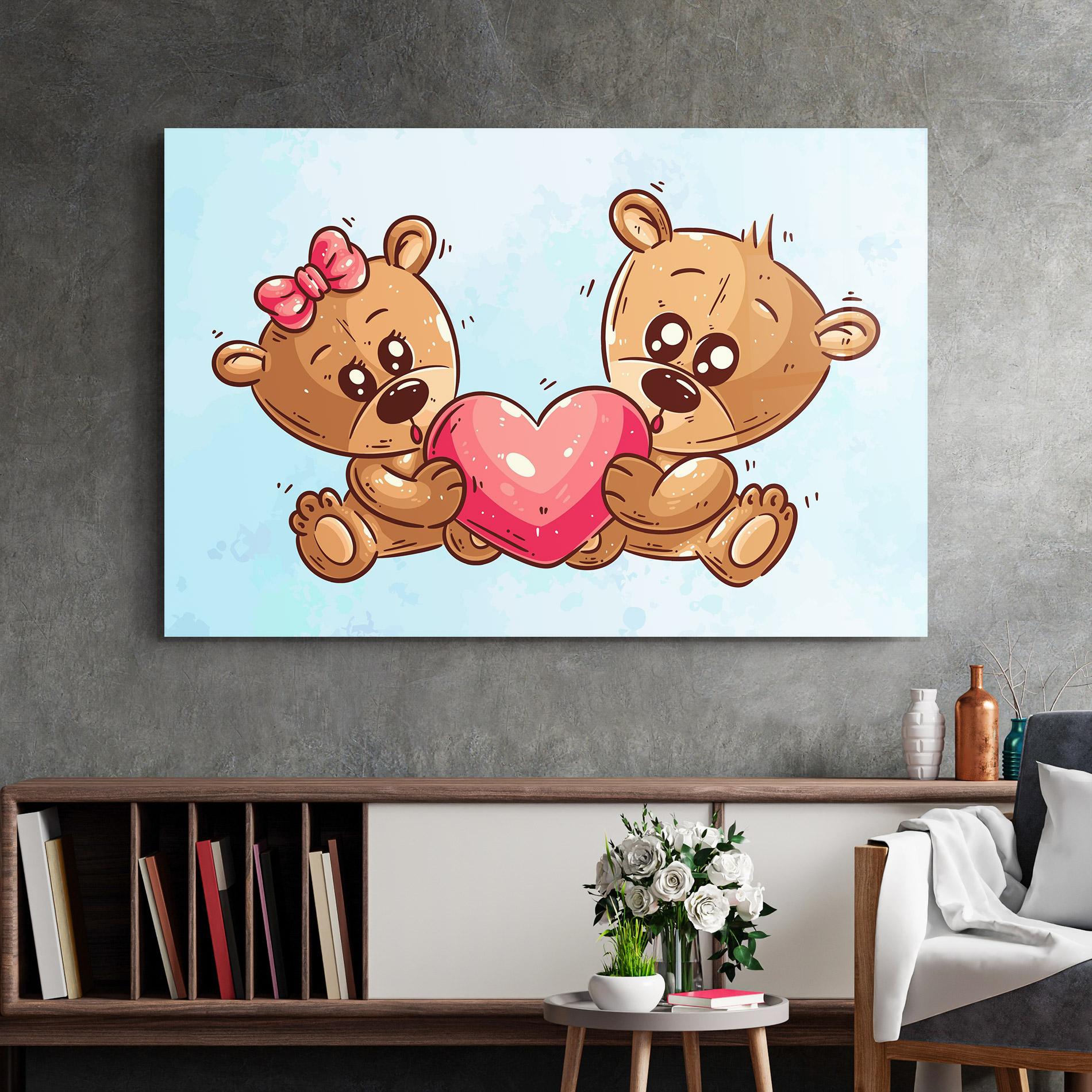 Üvegkép Bear Holding Heart mockup 2