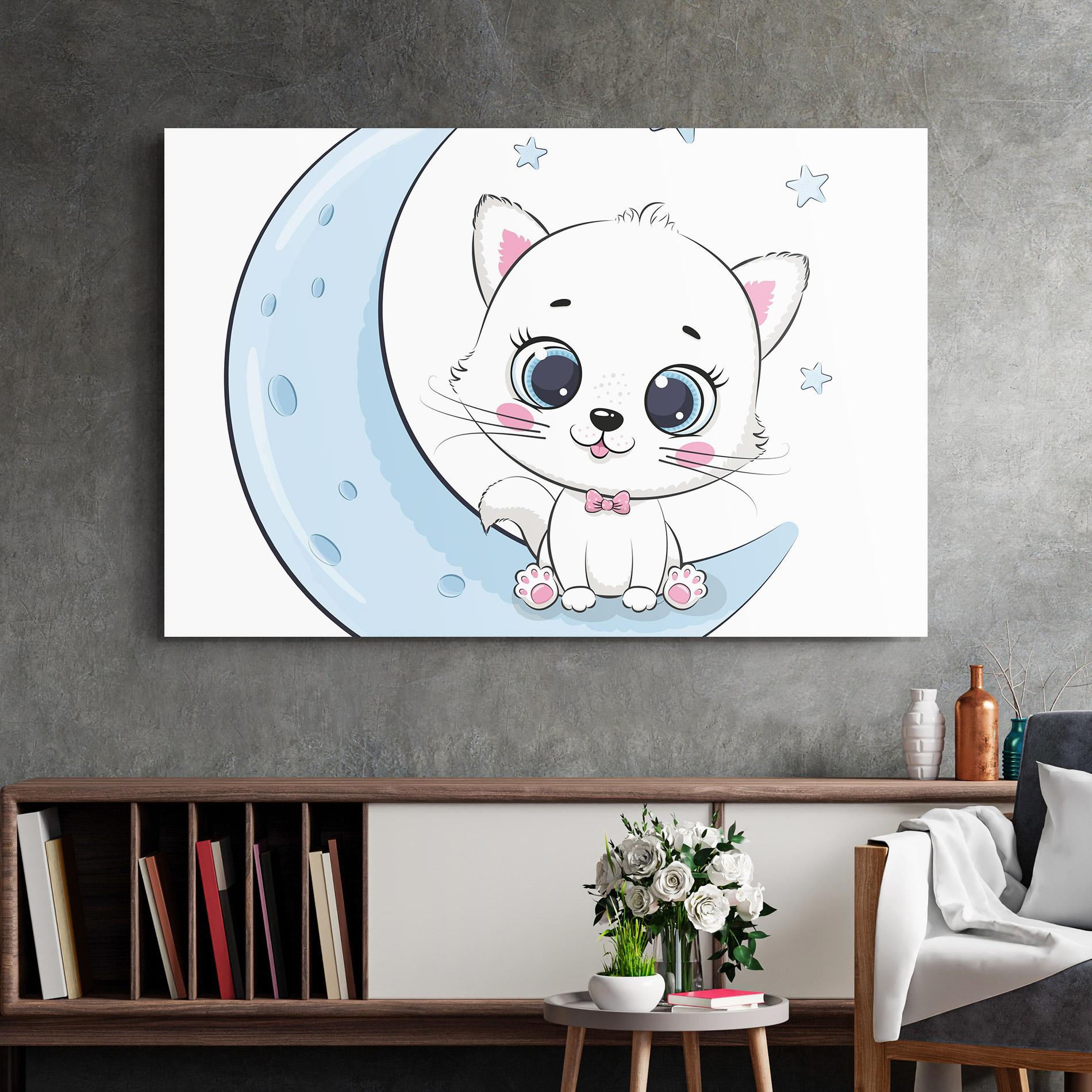 Üvegkép Blue Moon Cat mockup 2