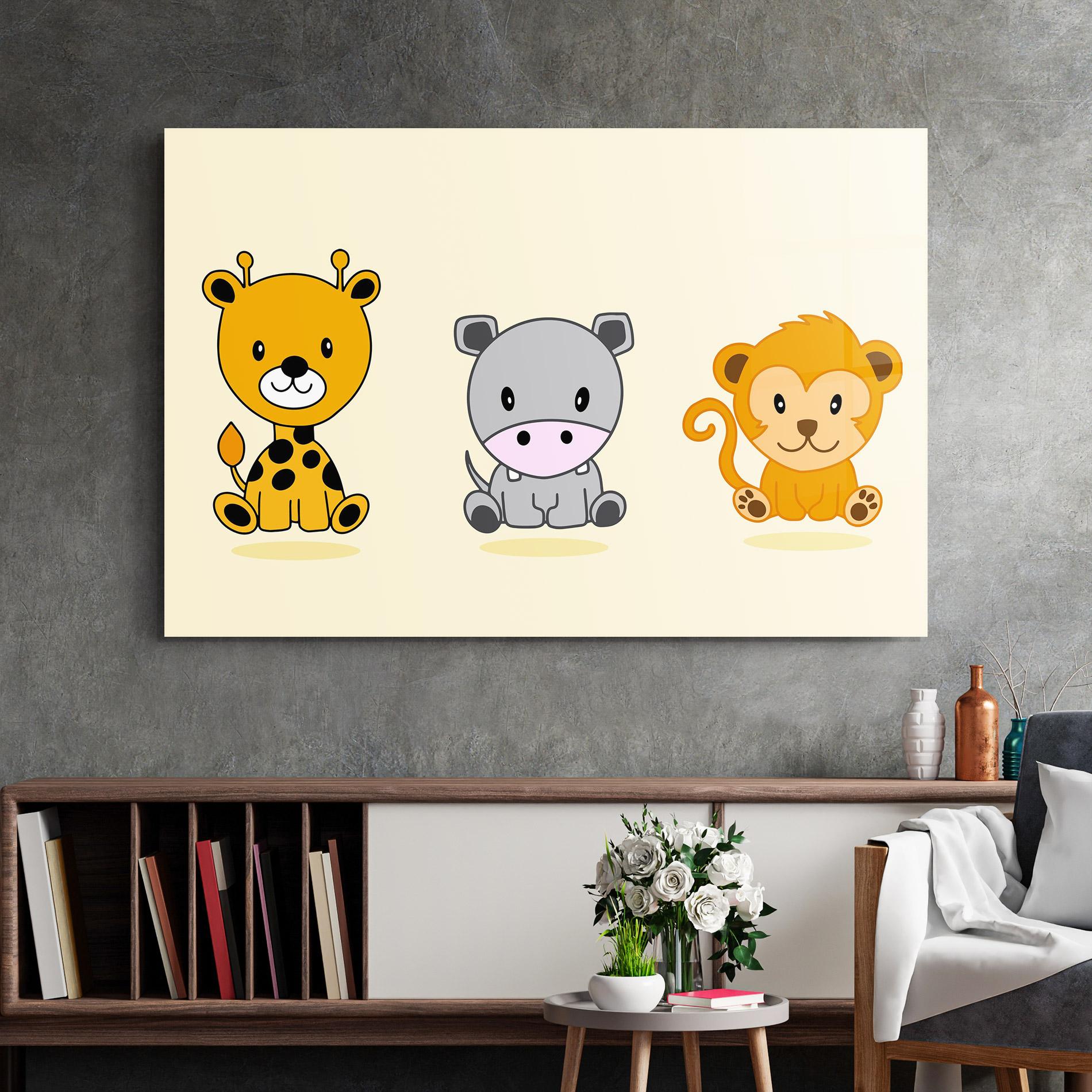Üvegkép Cream Animals mockup 2