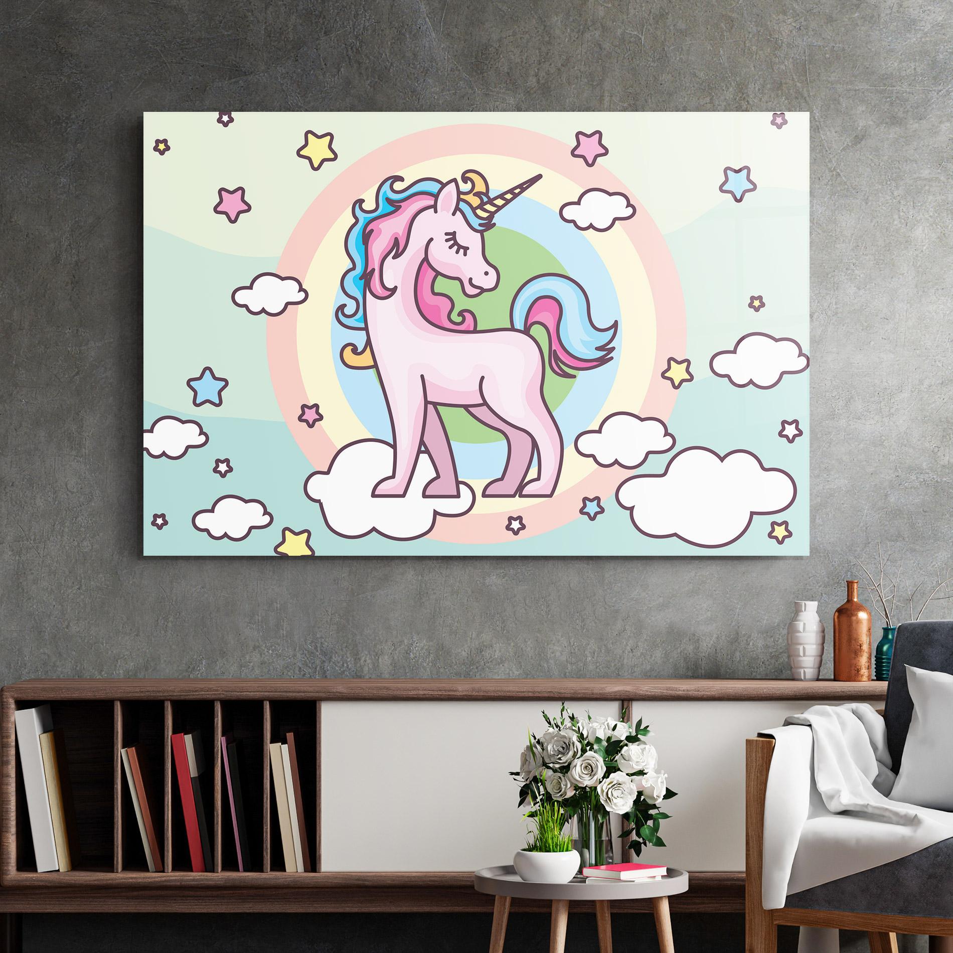 Üvegkép Cute Unicorn Art mockup 2