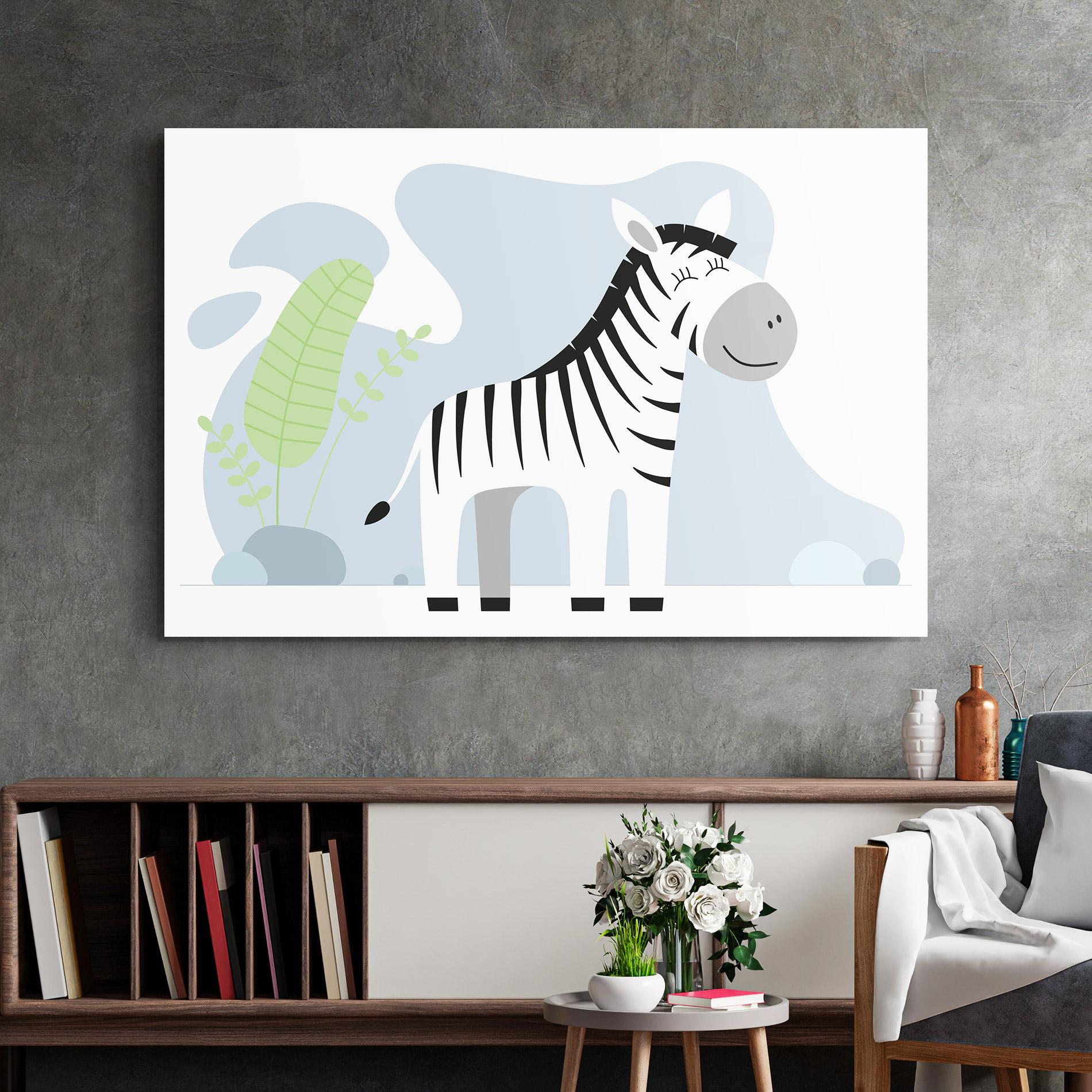 Üvegkép Cute Zebra Leaf mockup 2
