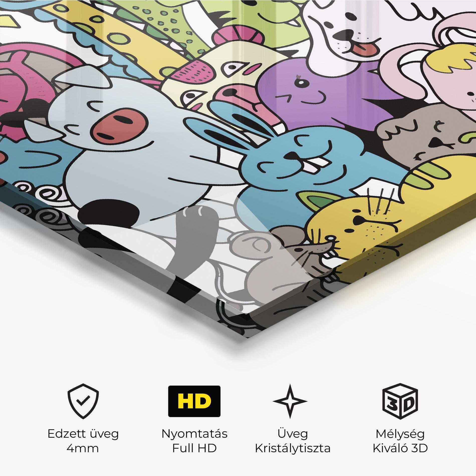 Üvegkép Animals Cartoon mockup 3