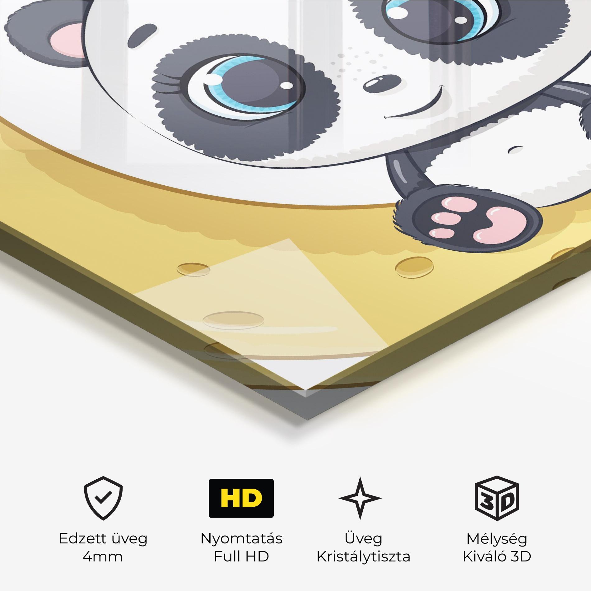Üvegkép Cute Panda Moon mockup 3