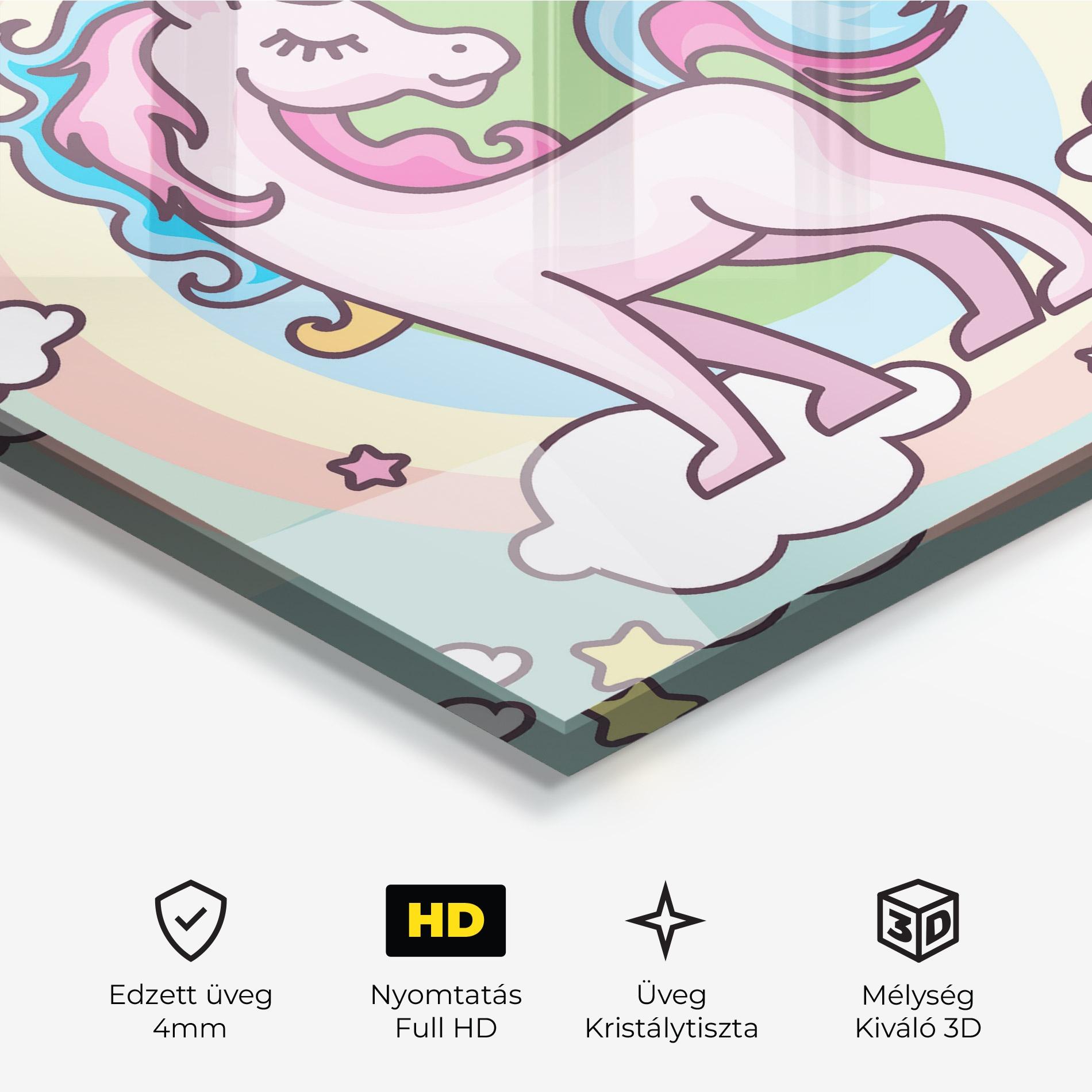 Üvegkép Cute Unicorn Art mockup 3