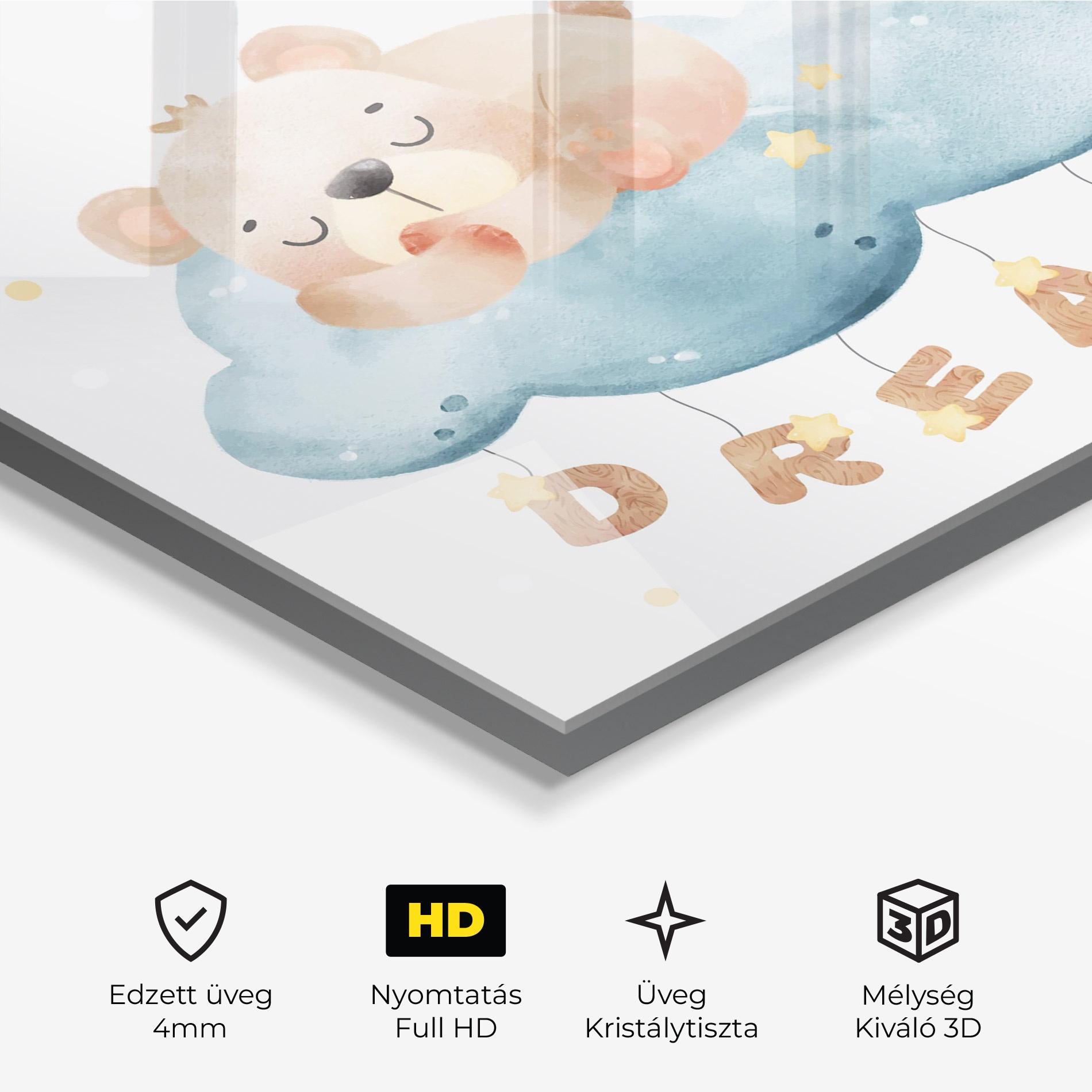 Üvegkép Dream Sleepy Bear mockup 3