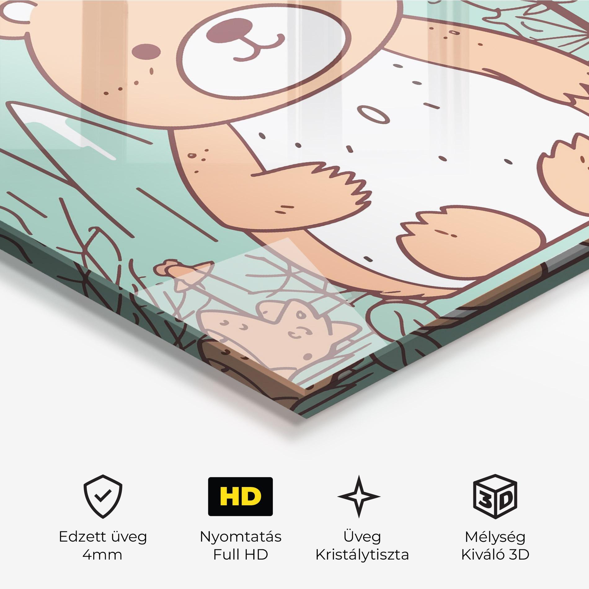 Üvegkép Forest Cute Bear mockup 3