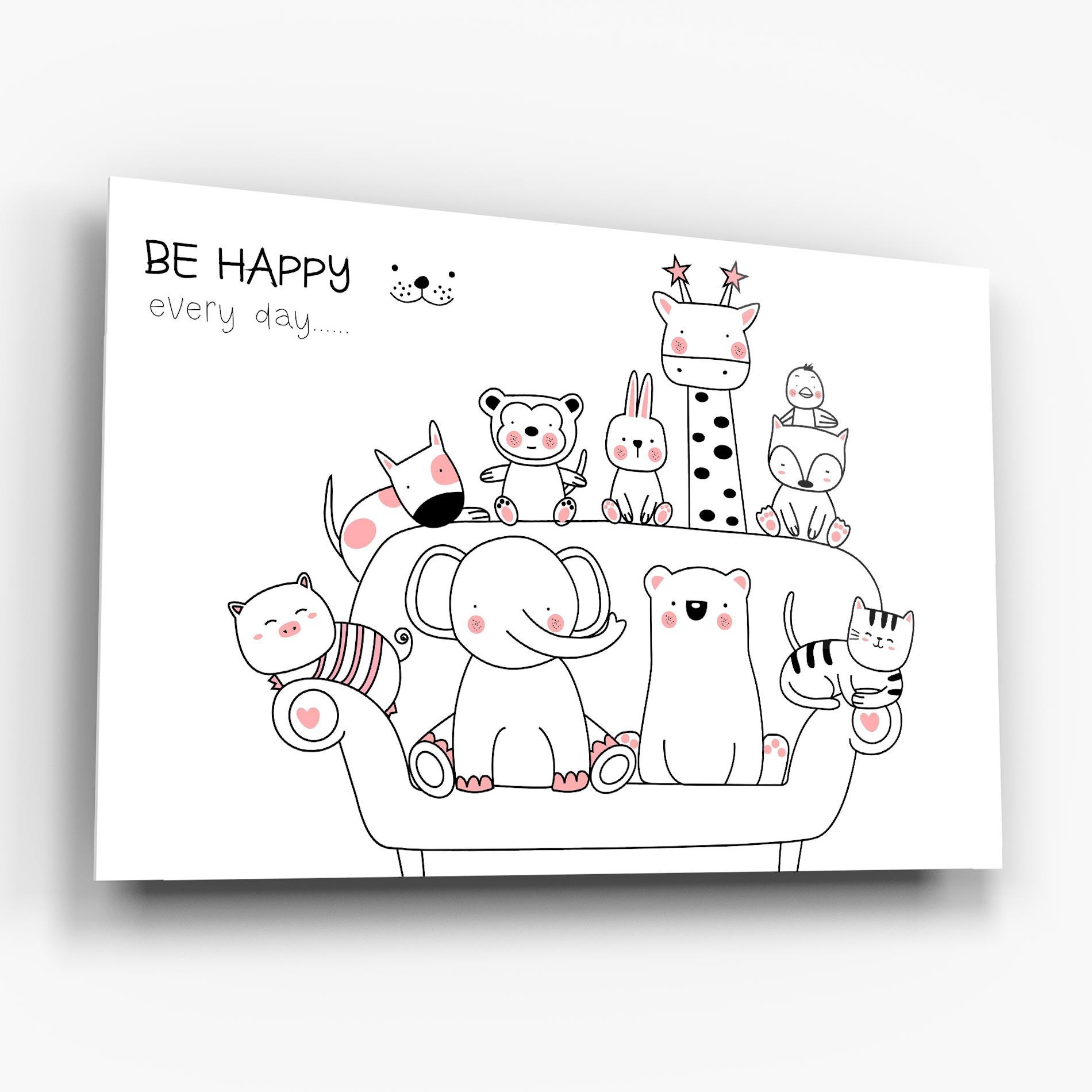 Üvegkép Be Happy Animals mockup 6