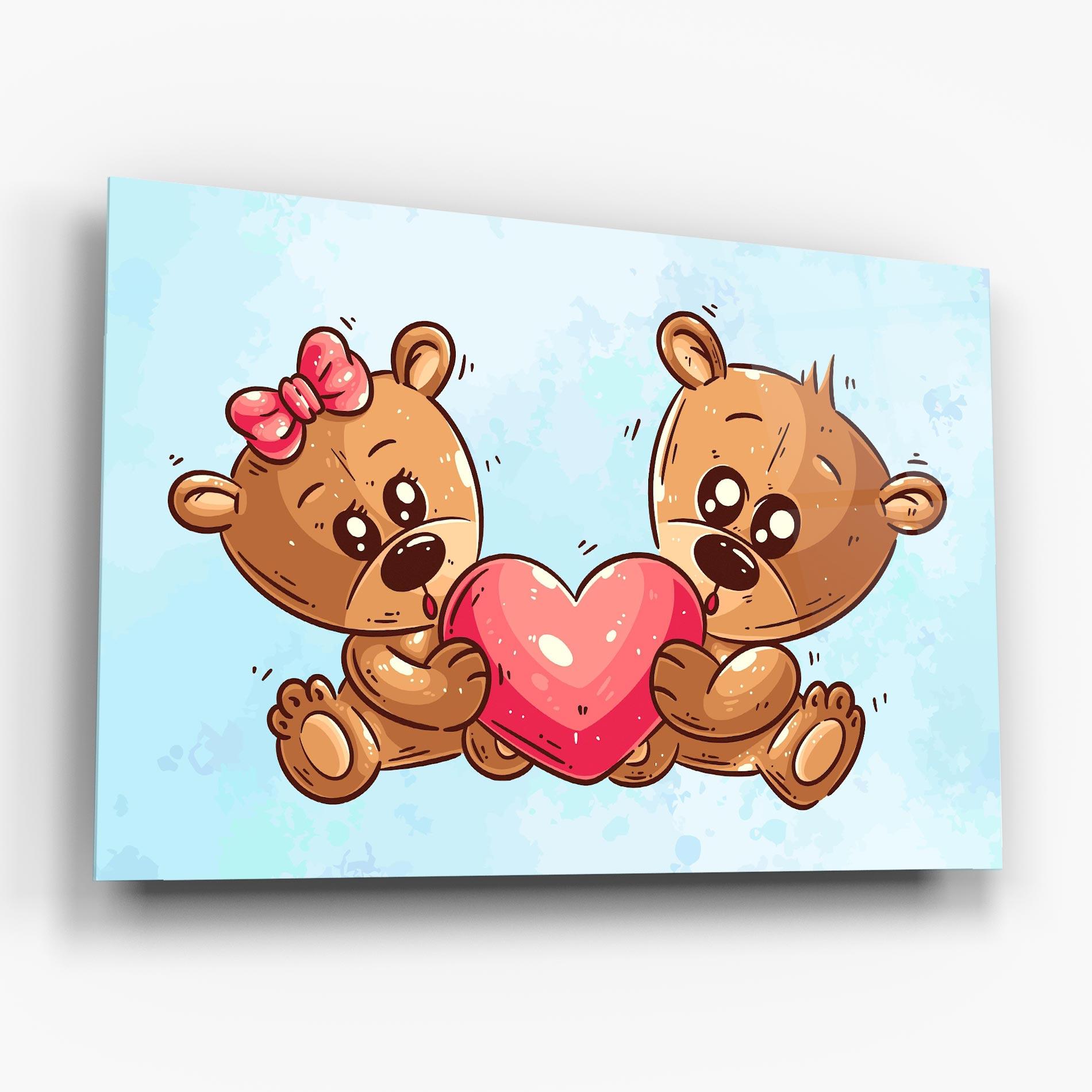 Üvegkép Bear Holding Heart mockup 6