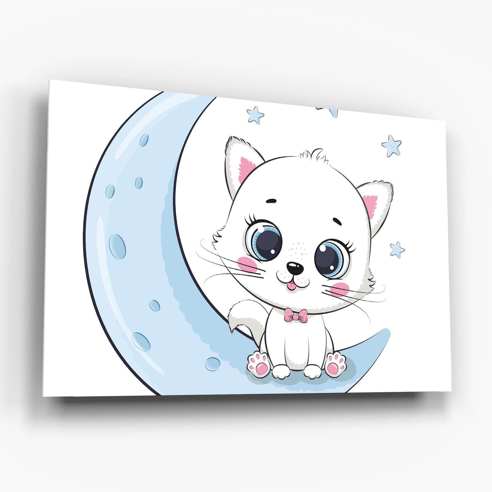 Üvegkép Blue Moon Cat mockup 6