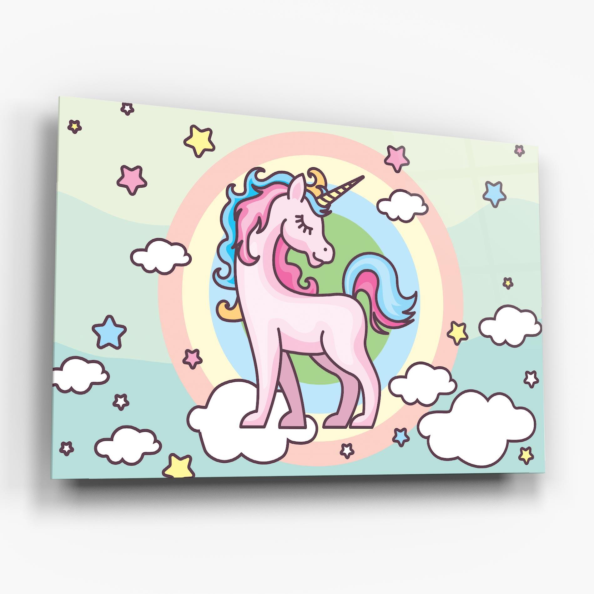 Üvegkép Cute Unicorn Art mockup 6