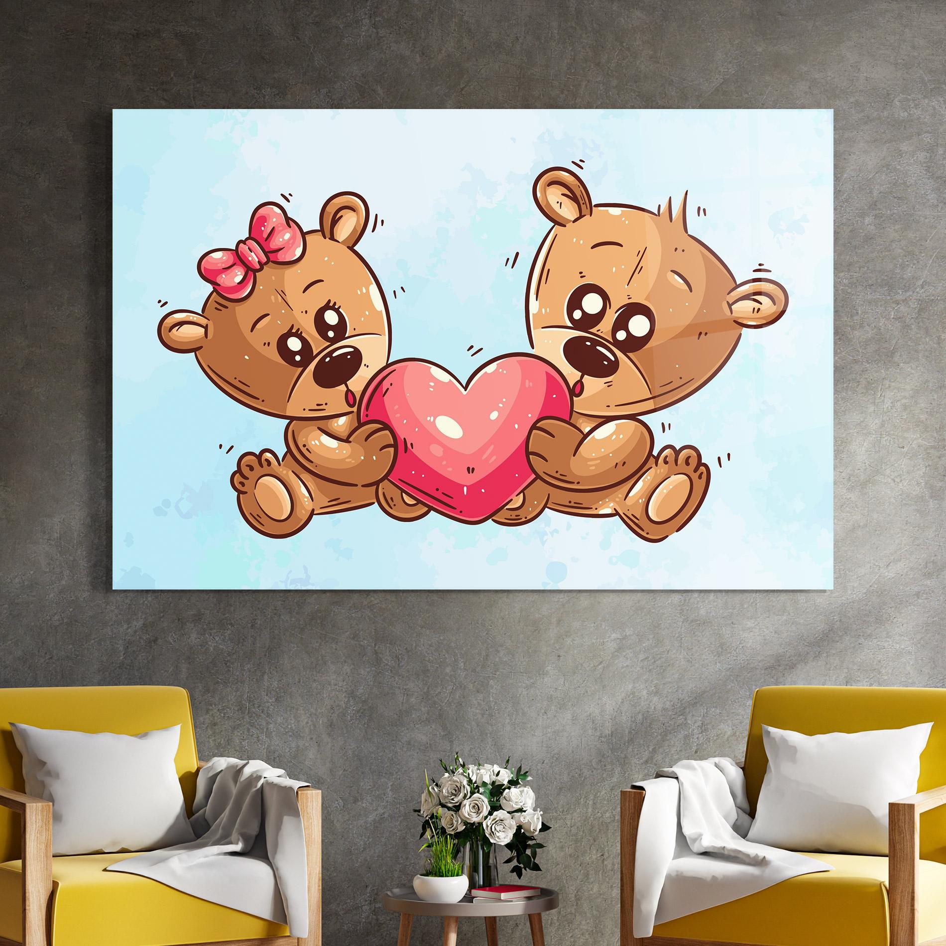 Üvegkép Bear Holding Heart mockup 4