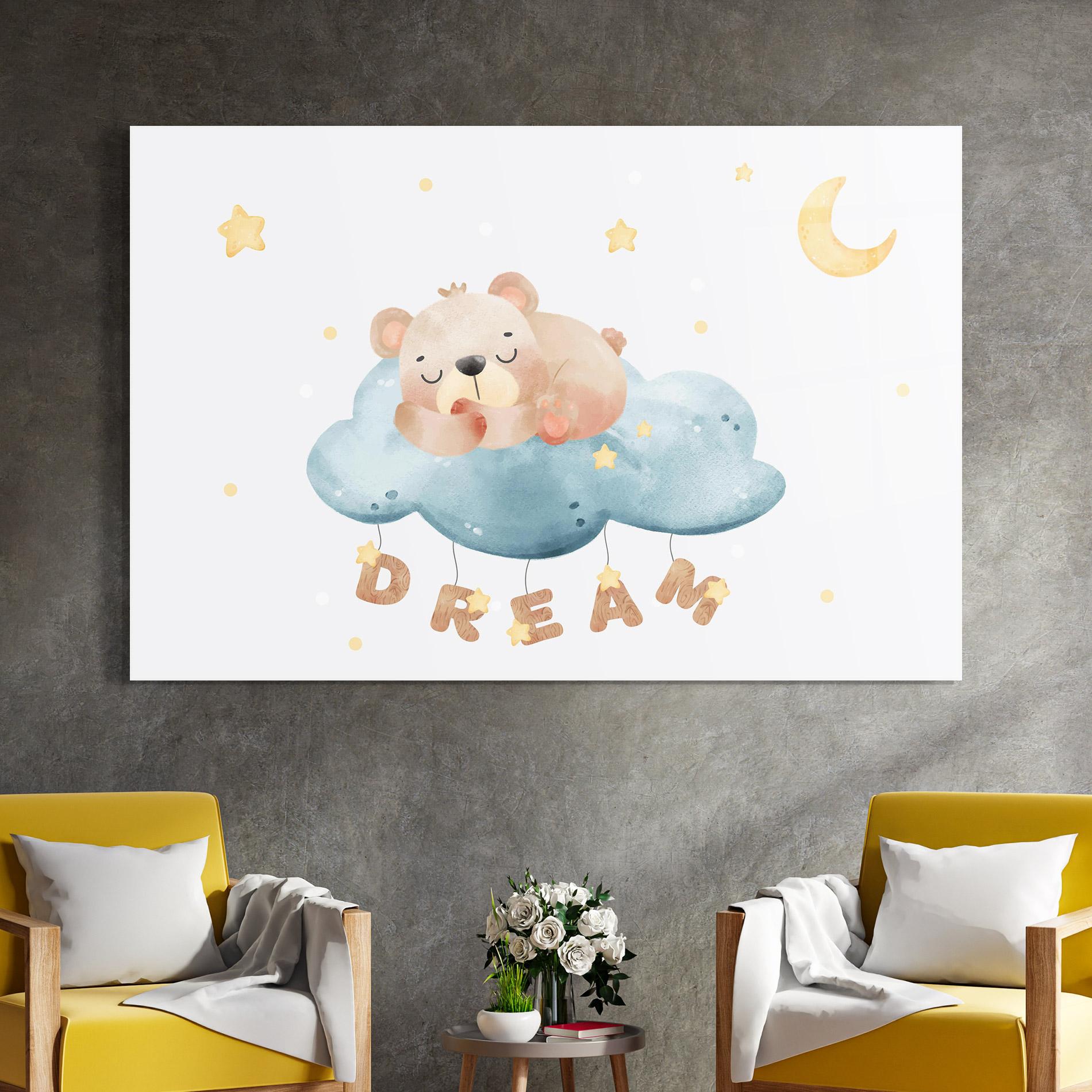 Üvegkép Dream Sleepy Bear mockup 4