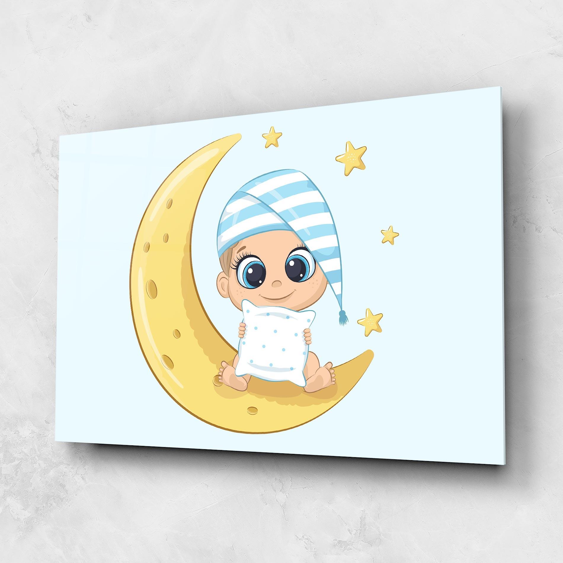 Üvegkép Baby On Moon mockup 1