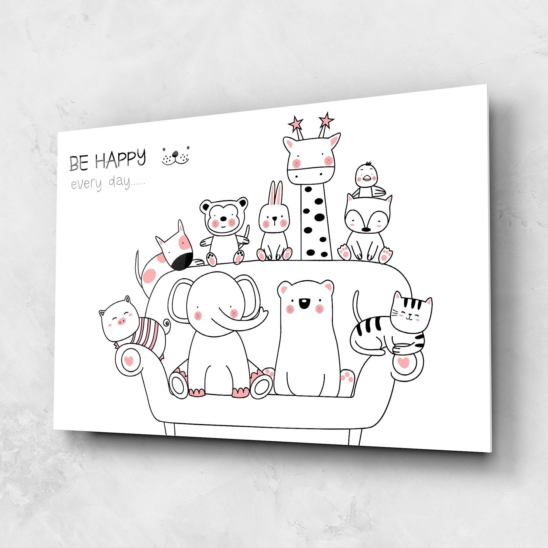 Üvegkép Be Happy Animals mockup 1
