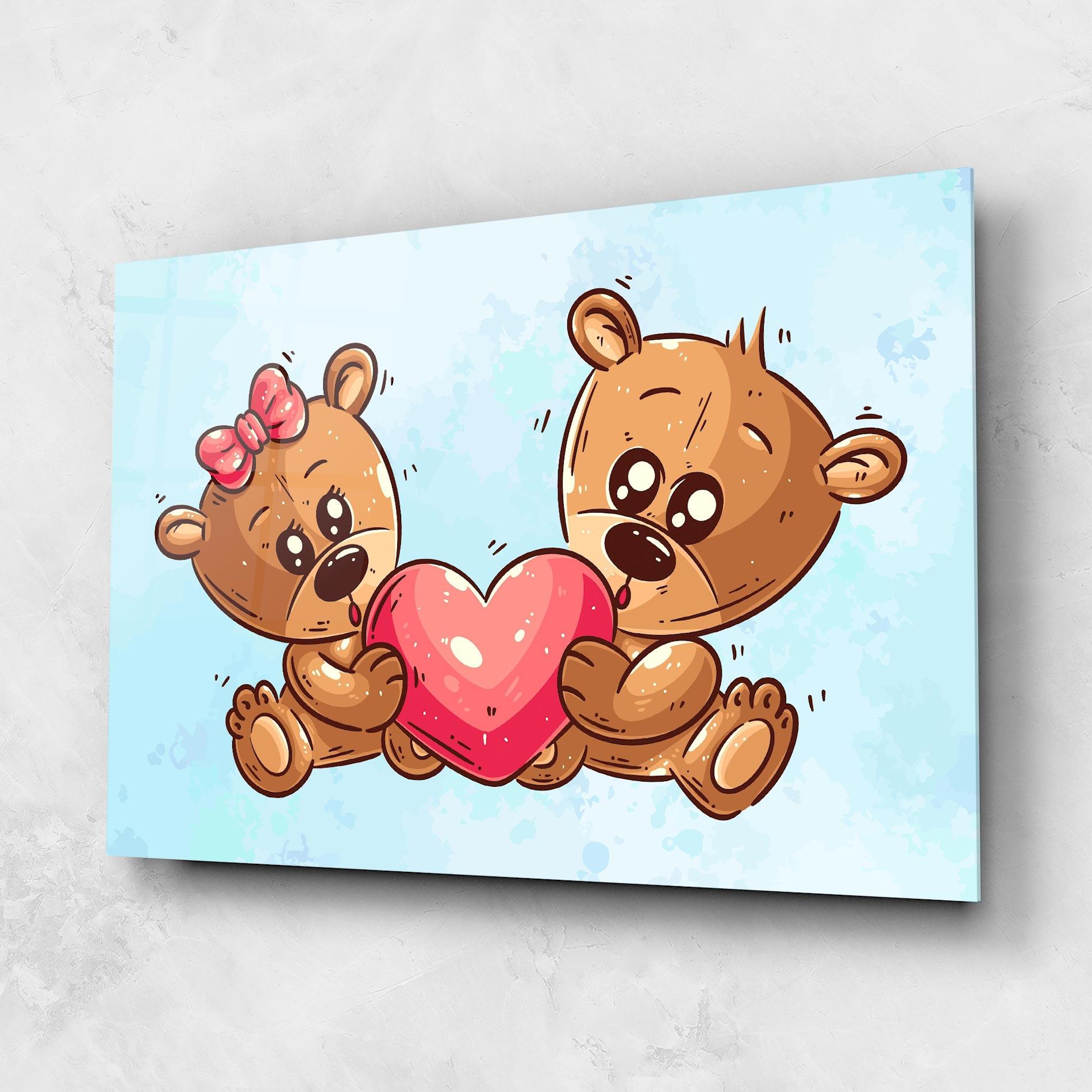 Üvegkép Bear Holding Heart mockup 1