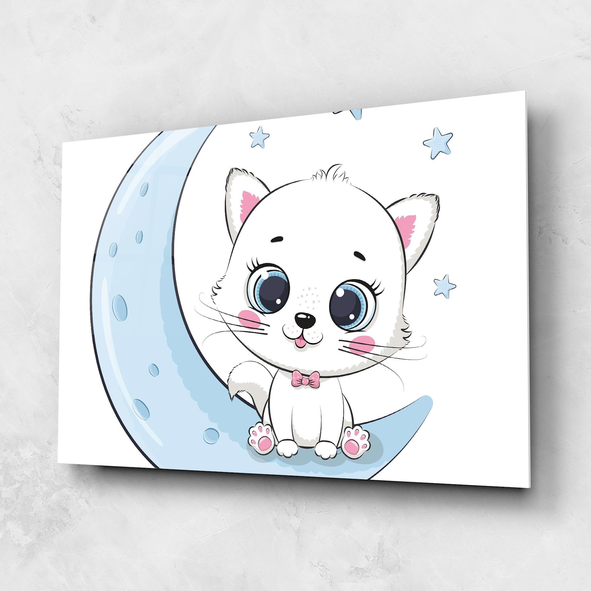 Üvegkép Blue Moon Cat mockup 1