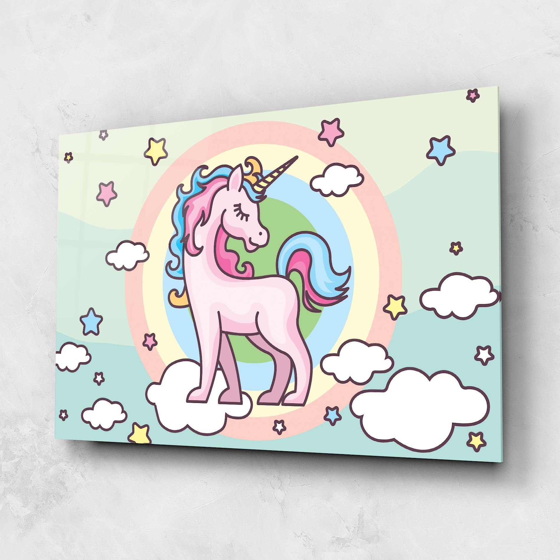 Üvegkép Cute Unicorn Art mockup 1