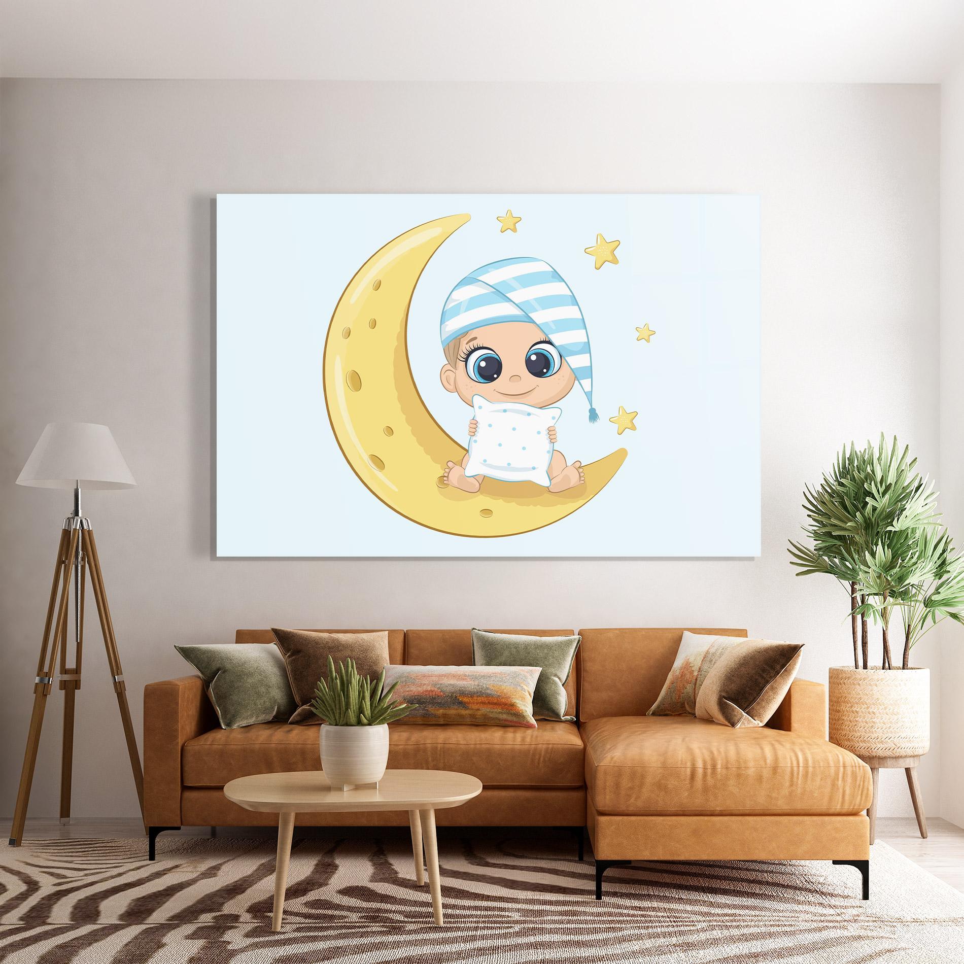 Üvegkép Baby On Moon mockup 7