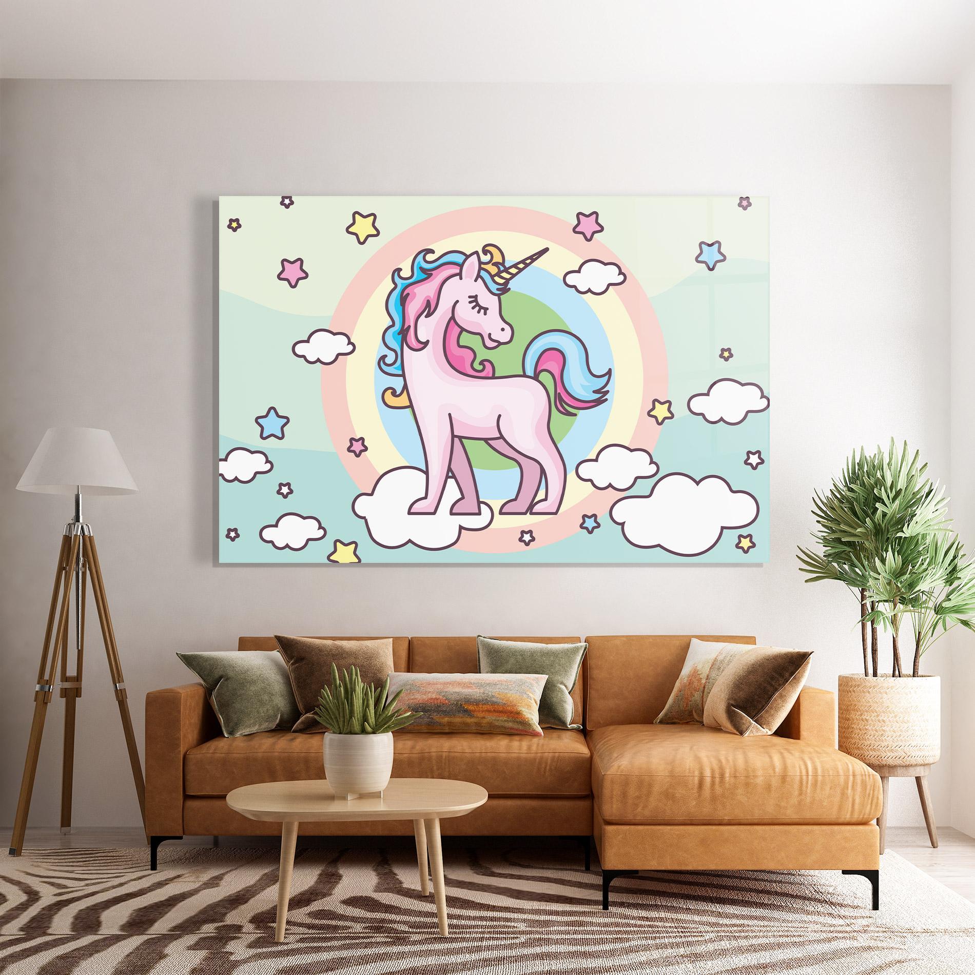 Üvegkép Cute Unicorn Art mockup 7