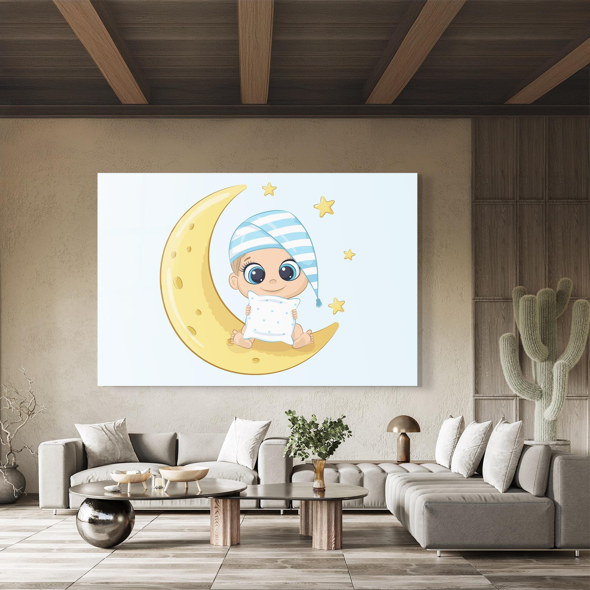 Üvegkép Baby On Moon mockup 8