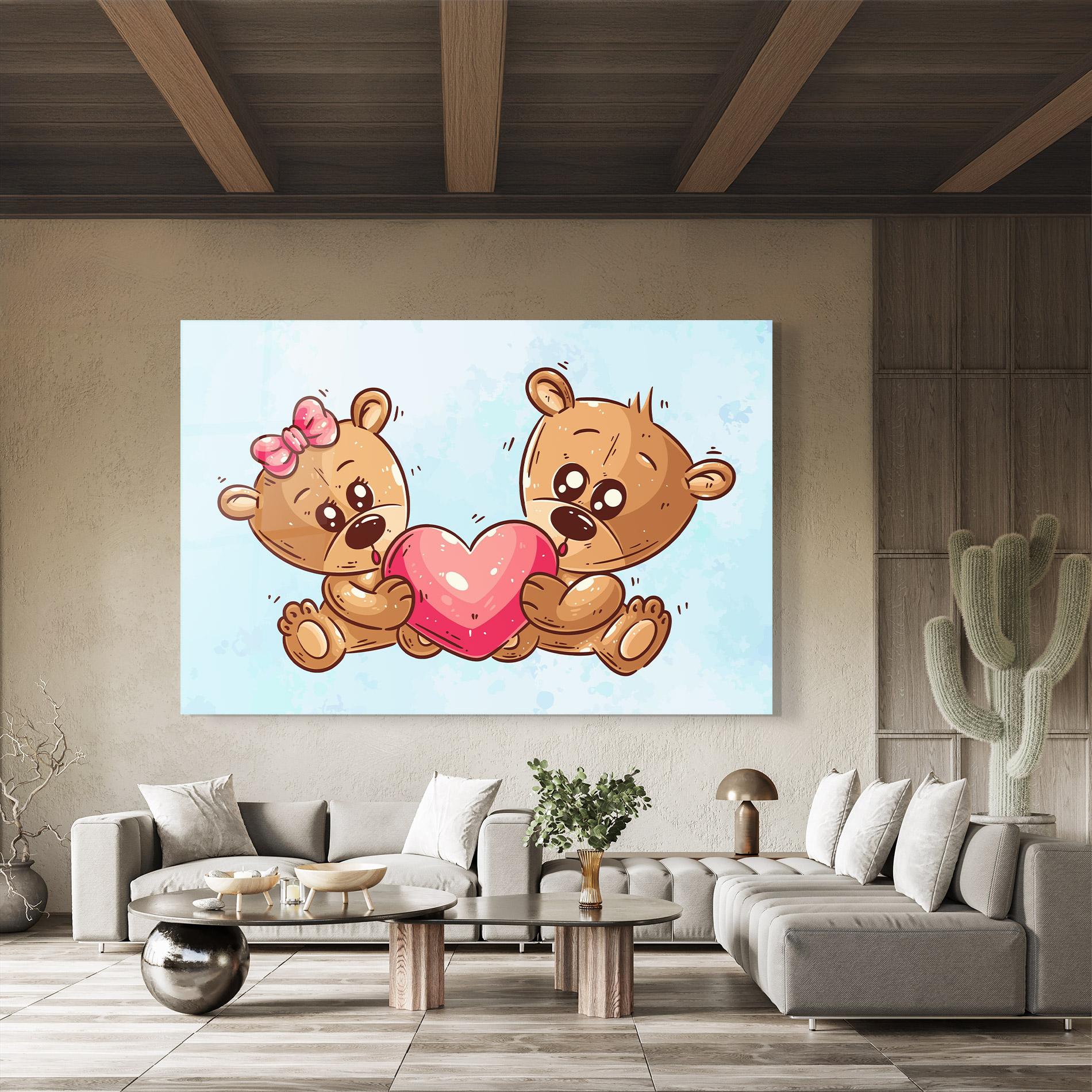 Üvegkép Bear Holding Heart mockup 8