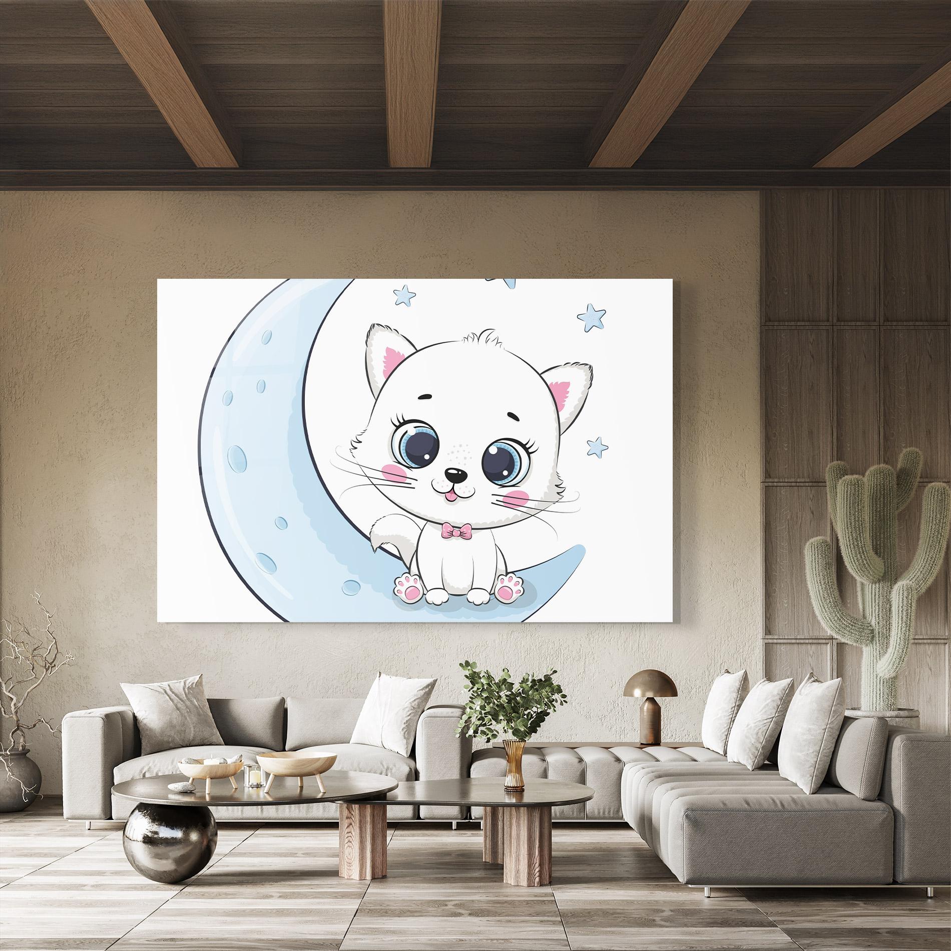 Üvegkép Blue Moon Cat mockup 8