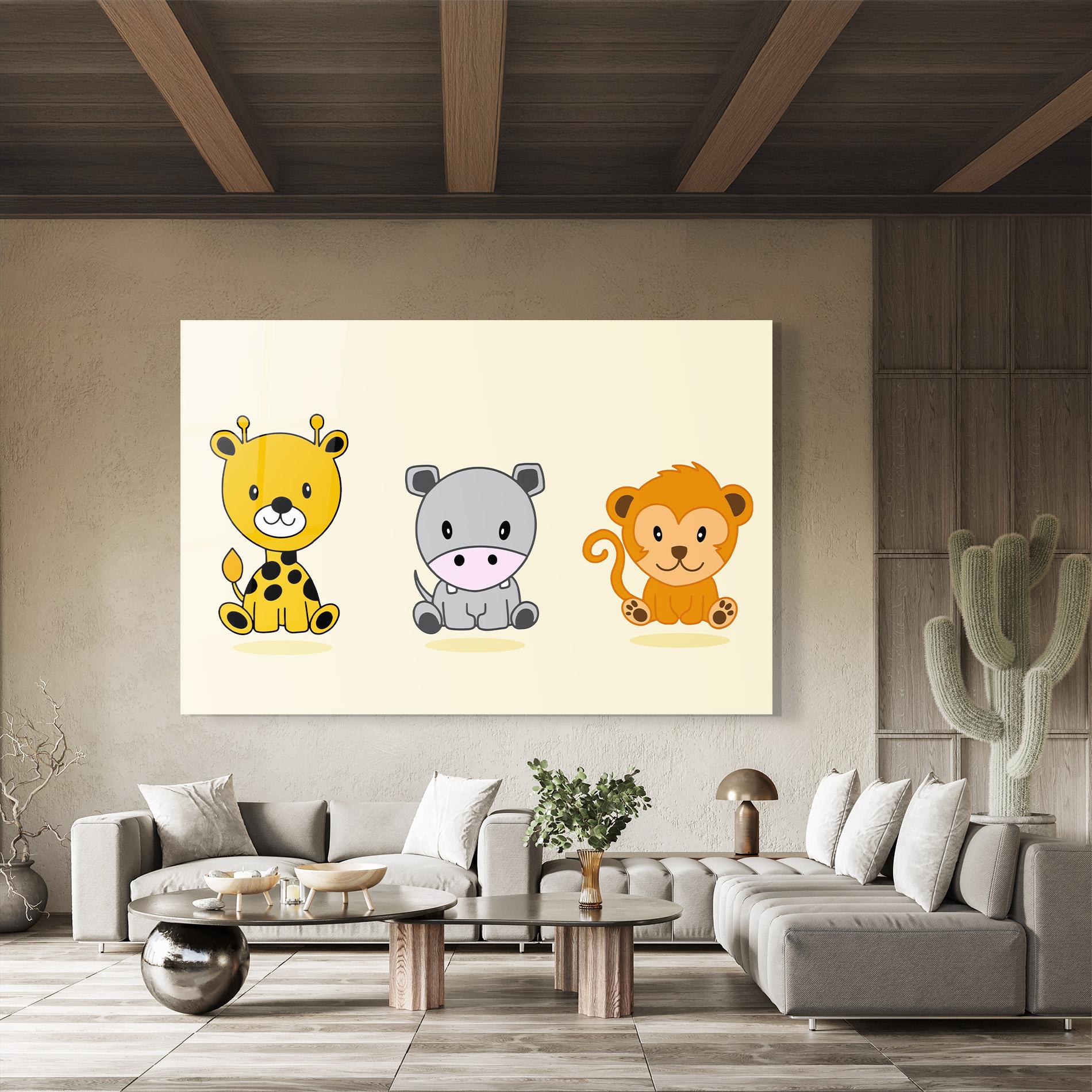 Üvegkép Cream Animals mockup 8