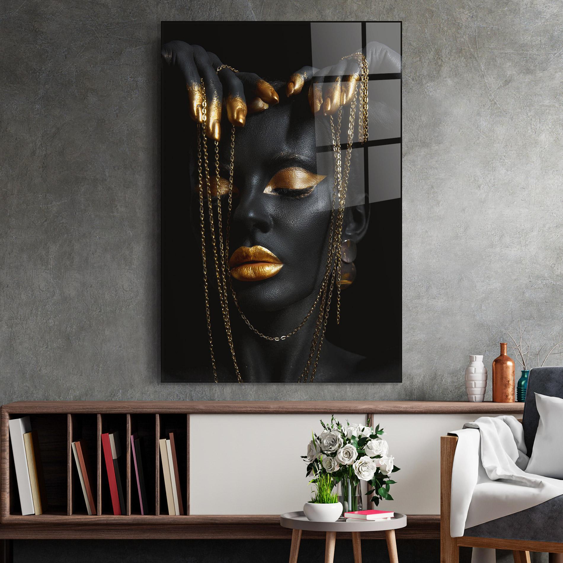 Üvegkép Black Gold Chain Makeup mockup 2
