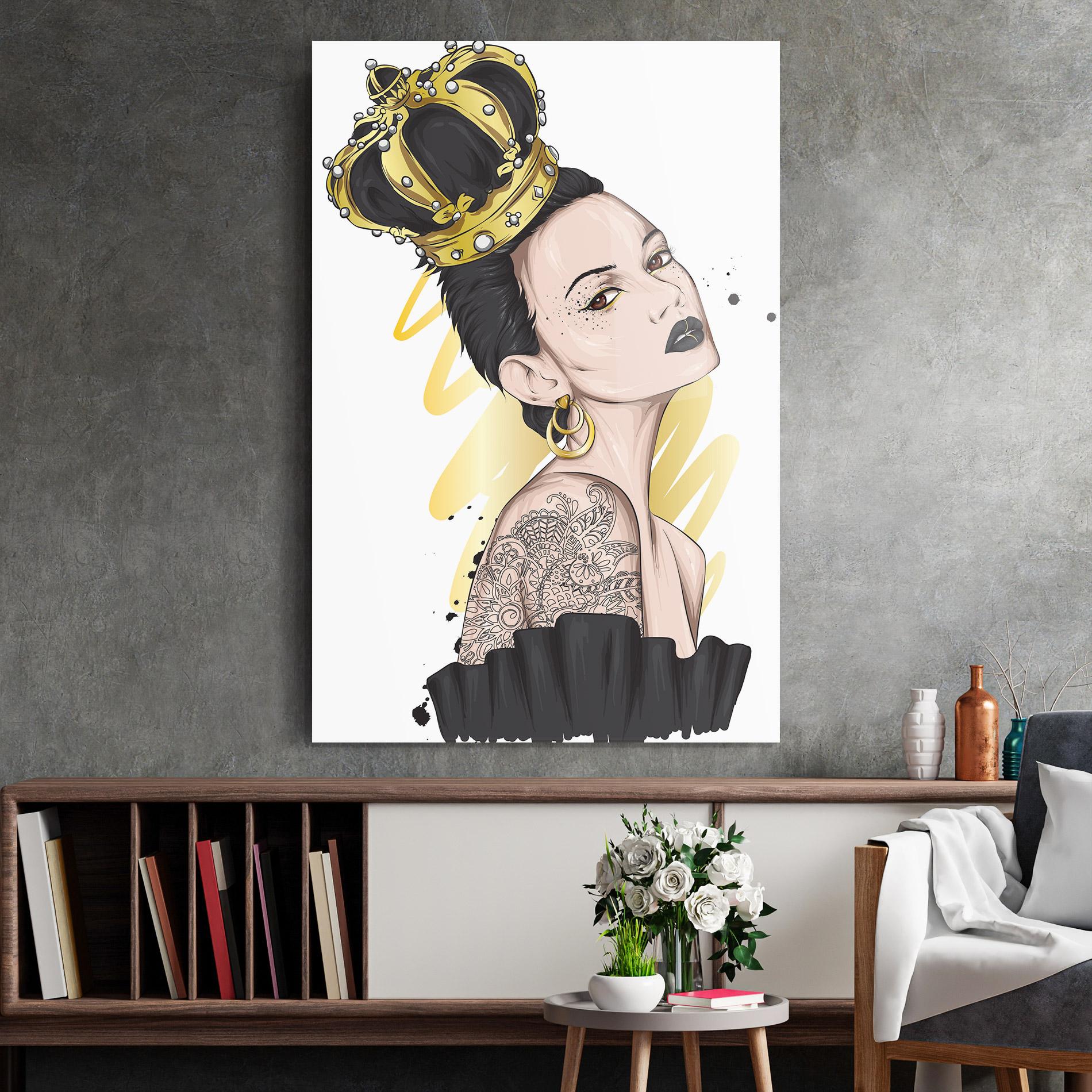 Üvegkép Black Hair Crown mockup 2