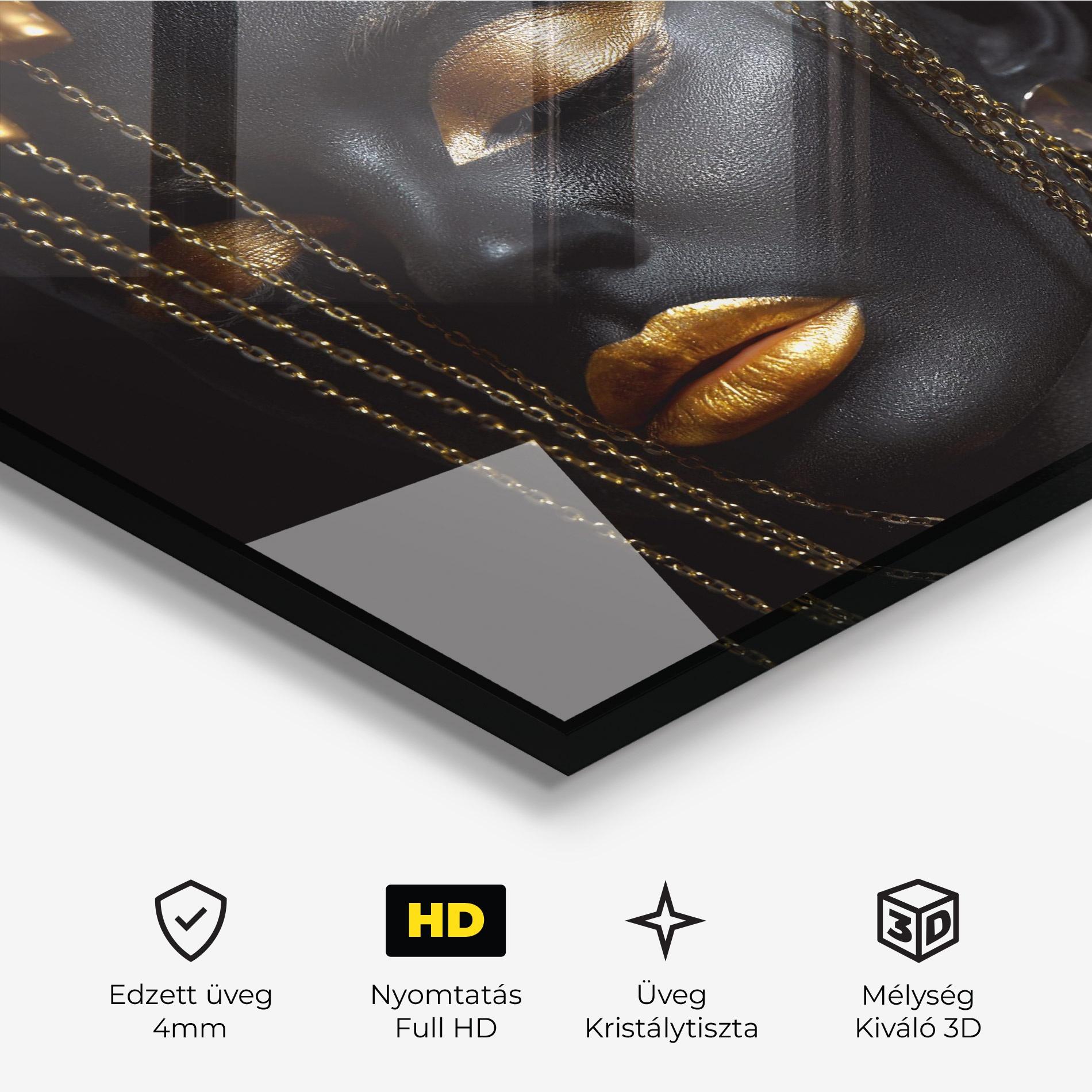 Üvegkép Black Gold Chain Makeup mockup 3