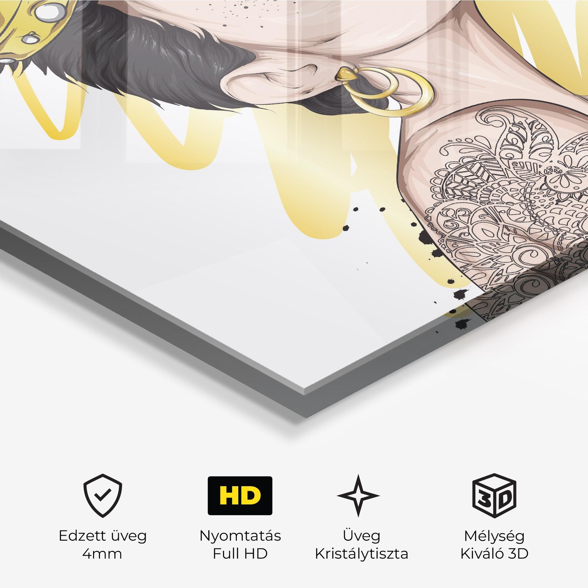 Üvegkép Black Hair Crown mockup 3