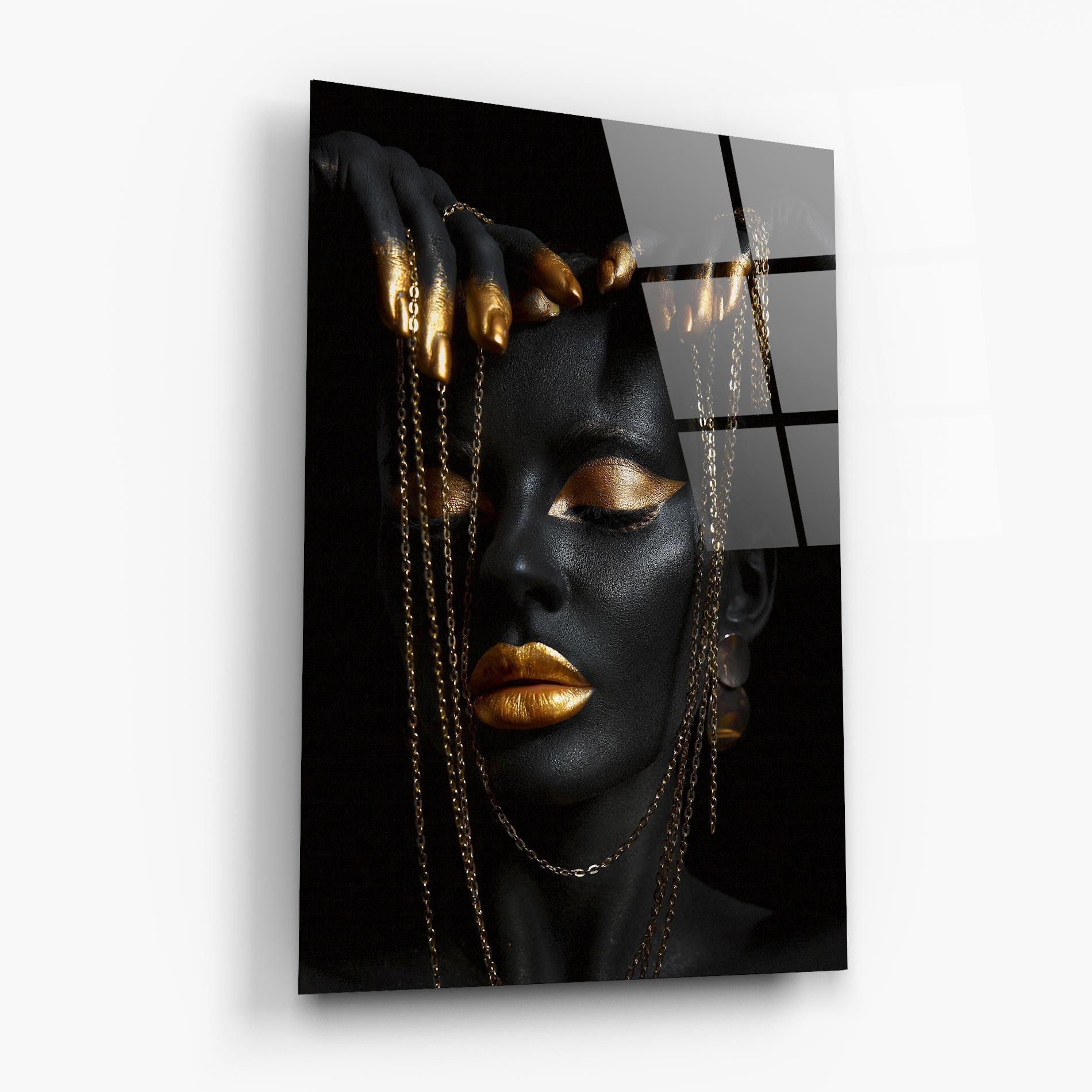 Üvegkép Black Gold Chain Makeup mockup 6