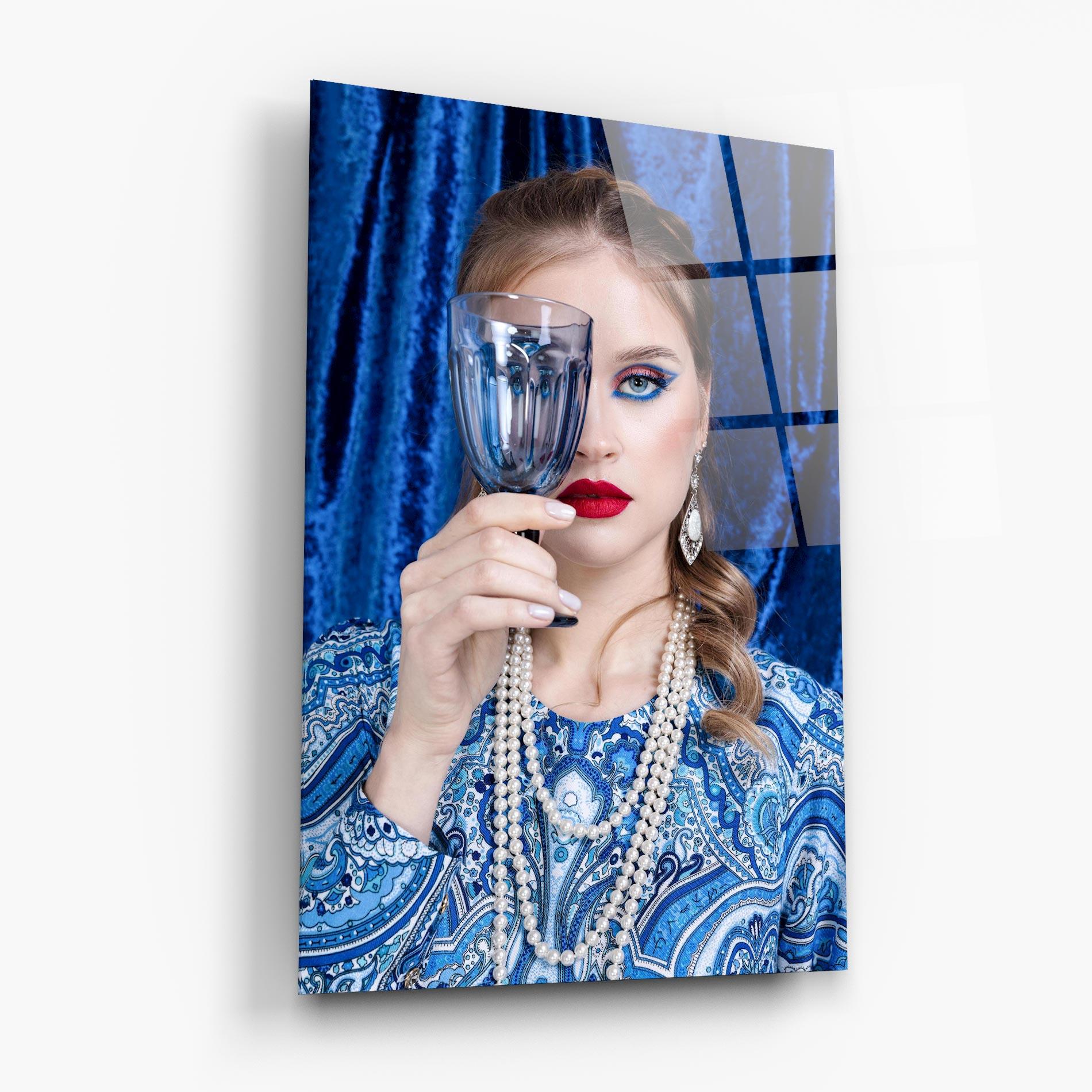 Üvegkép White Pearls On Blue mockup 6