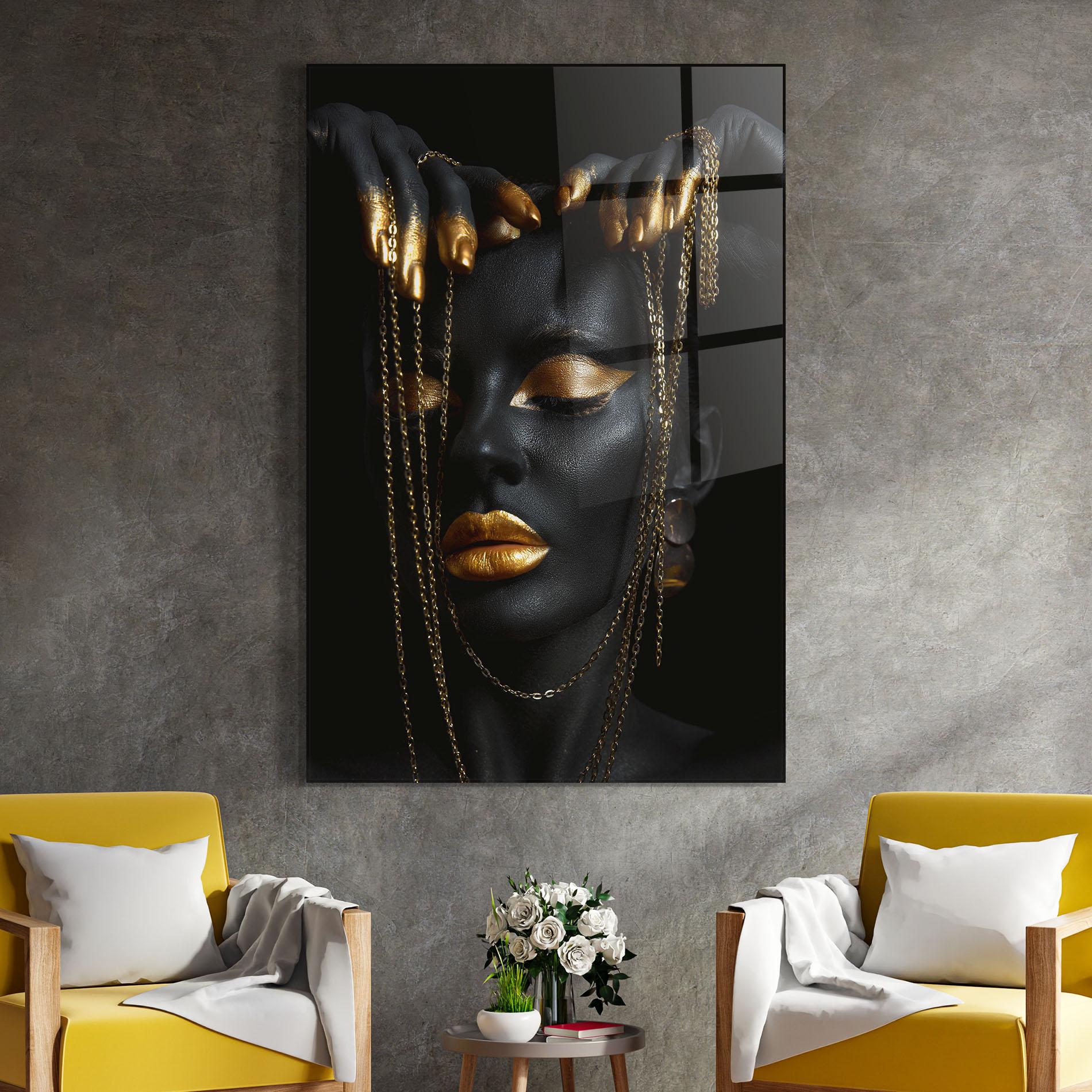 Üvegkép Black Gold Chain Makeup mockup 4