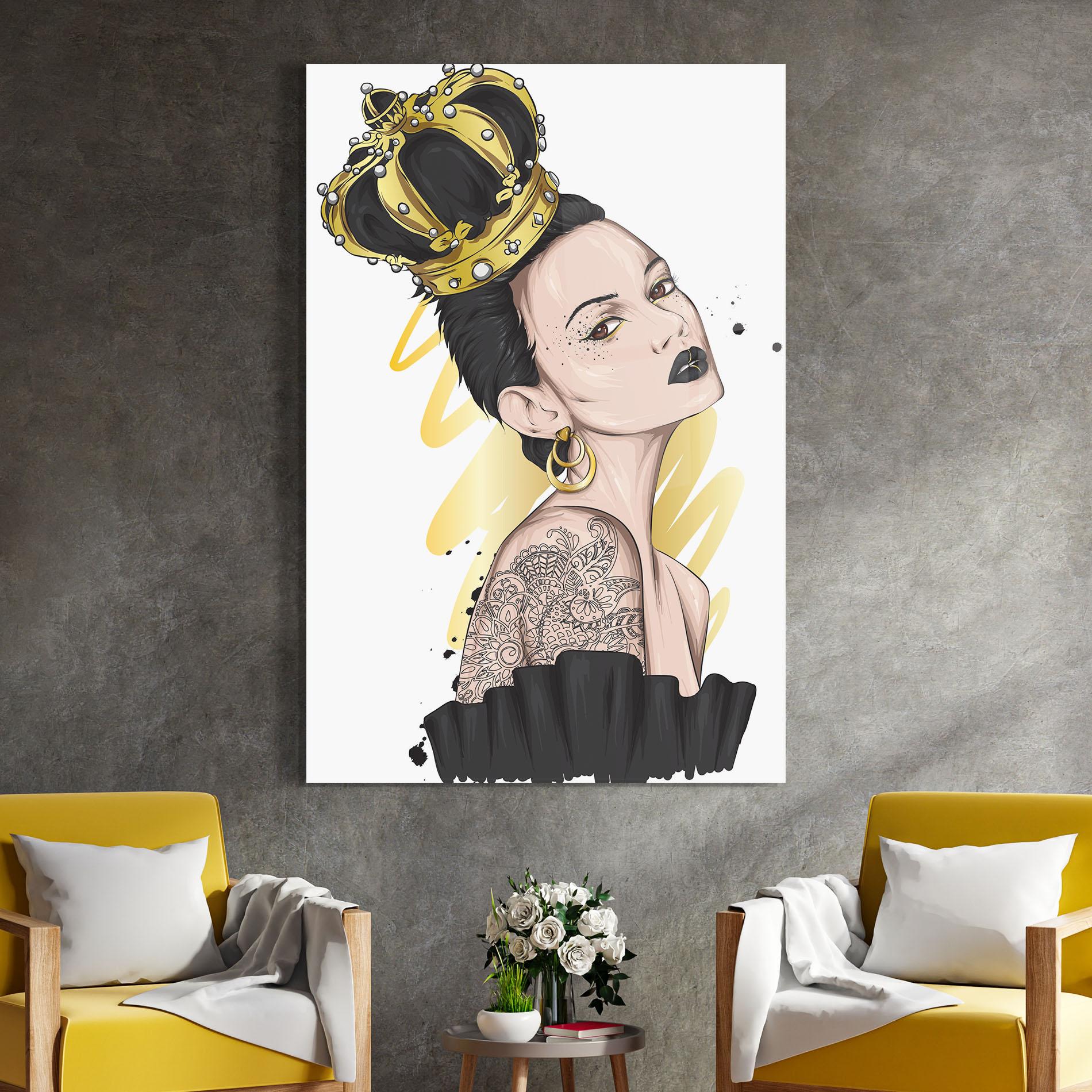 Üvegkép Black Hair Crown mockup 4