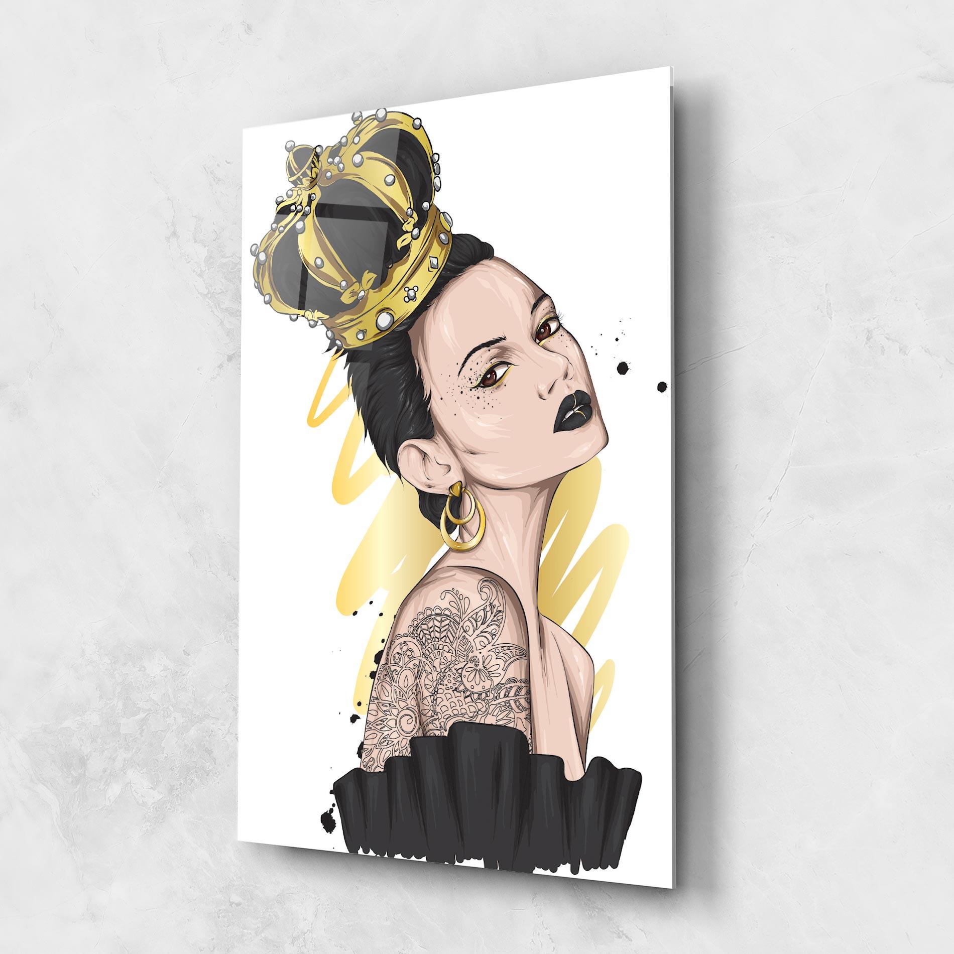 Üvegkép Black Hair Crown mockup 1