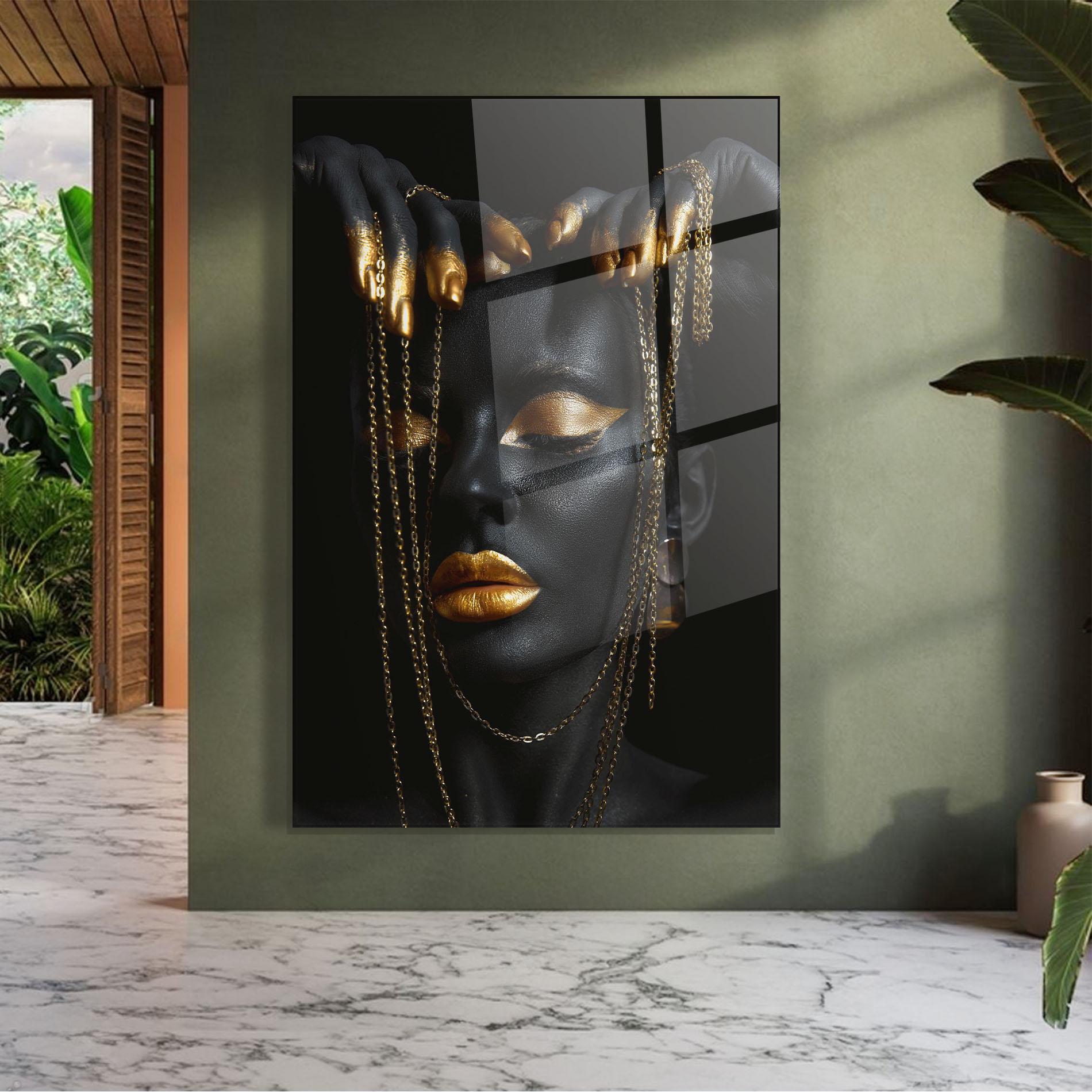 Üvegkép Black Gold Chain Makeup mockup 7