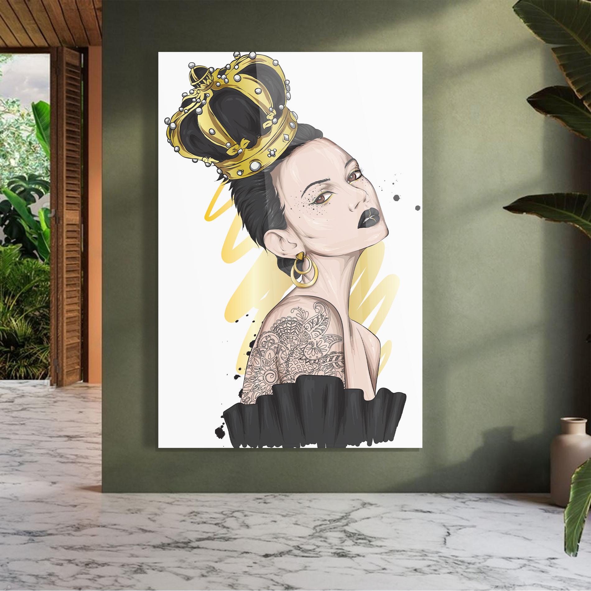 Üvegkép Black Hair Crown mockup 7