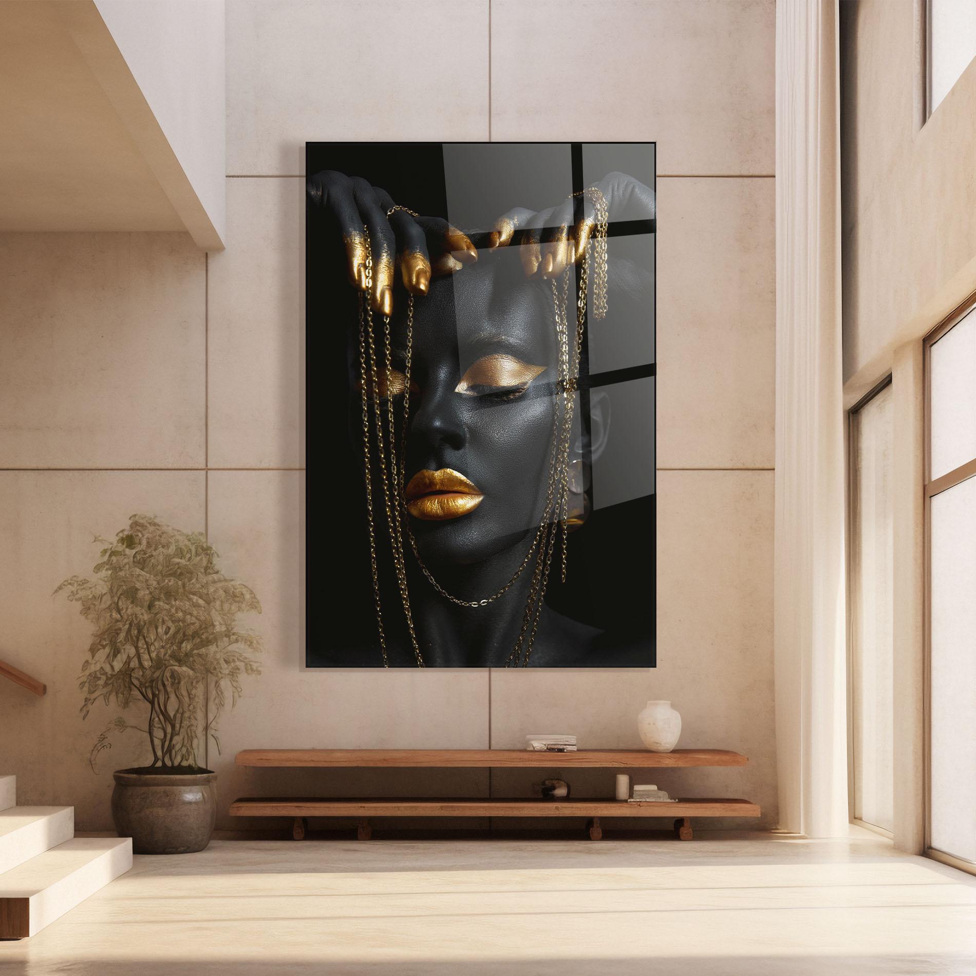 Üvegkép Black Gold Chain Makeup mockup 8