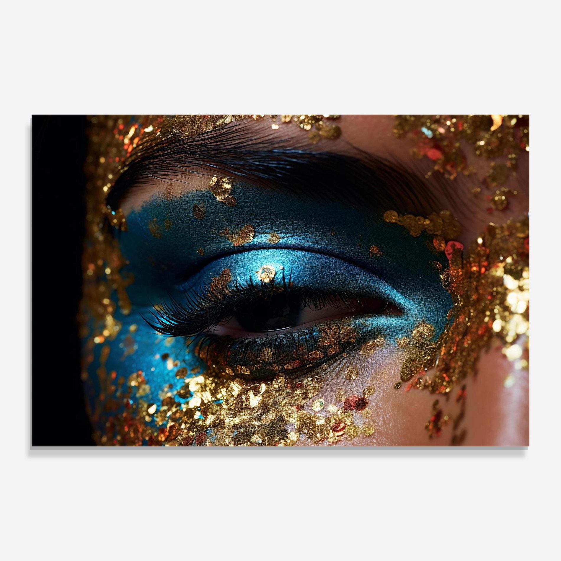 Üvegkép Blue Gold Glitter mockup 0