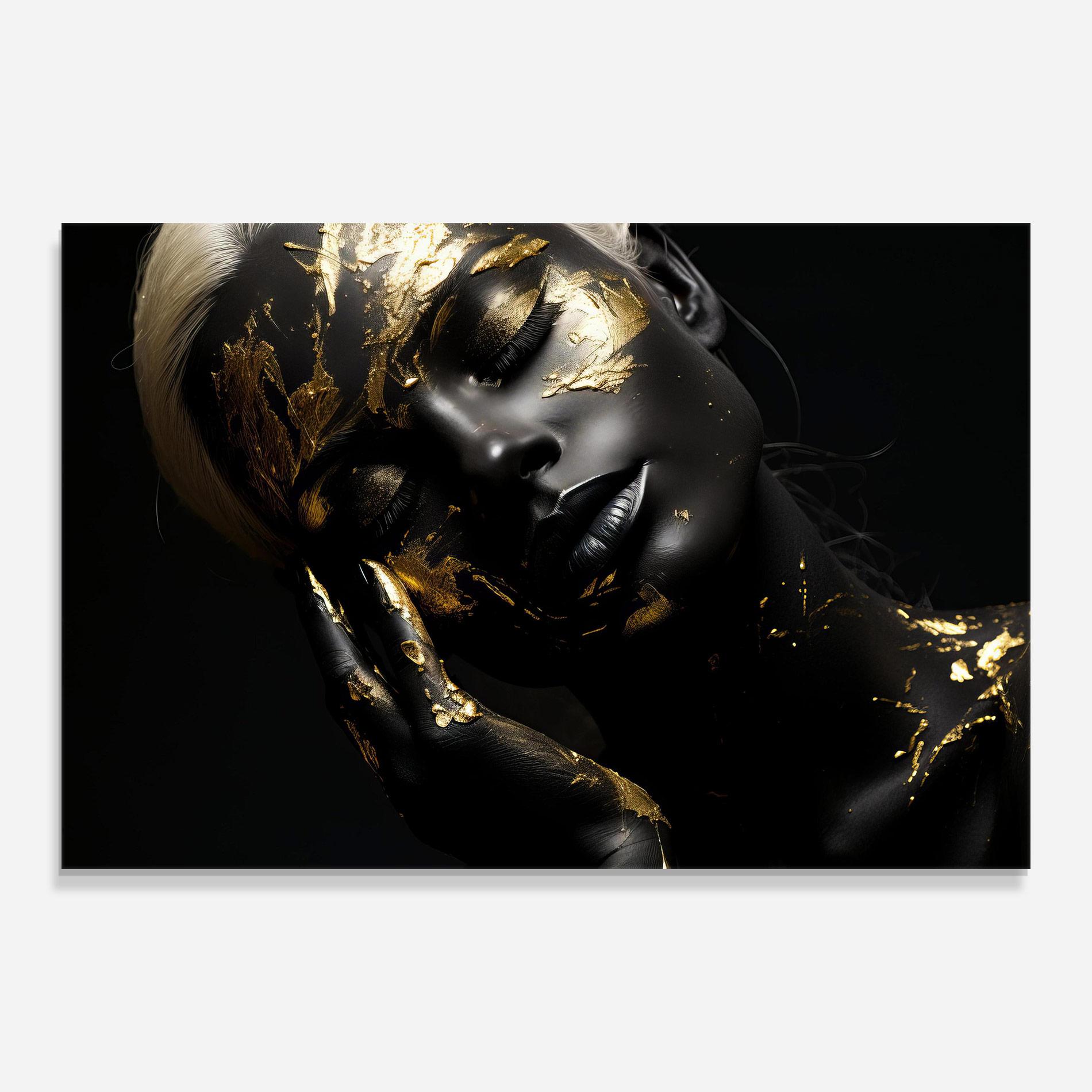 Üvegkép Gold Makeup On Black mockup 0
