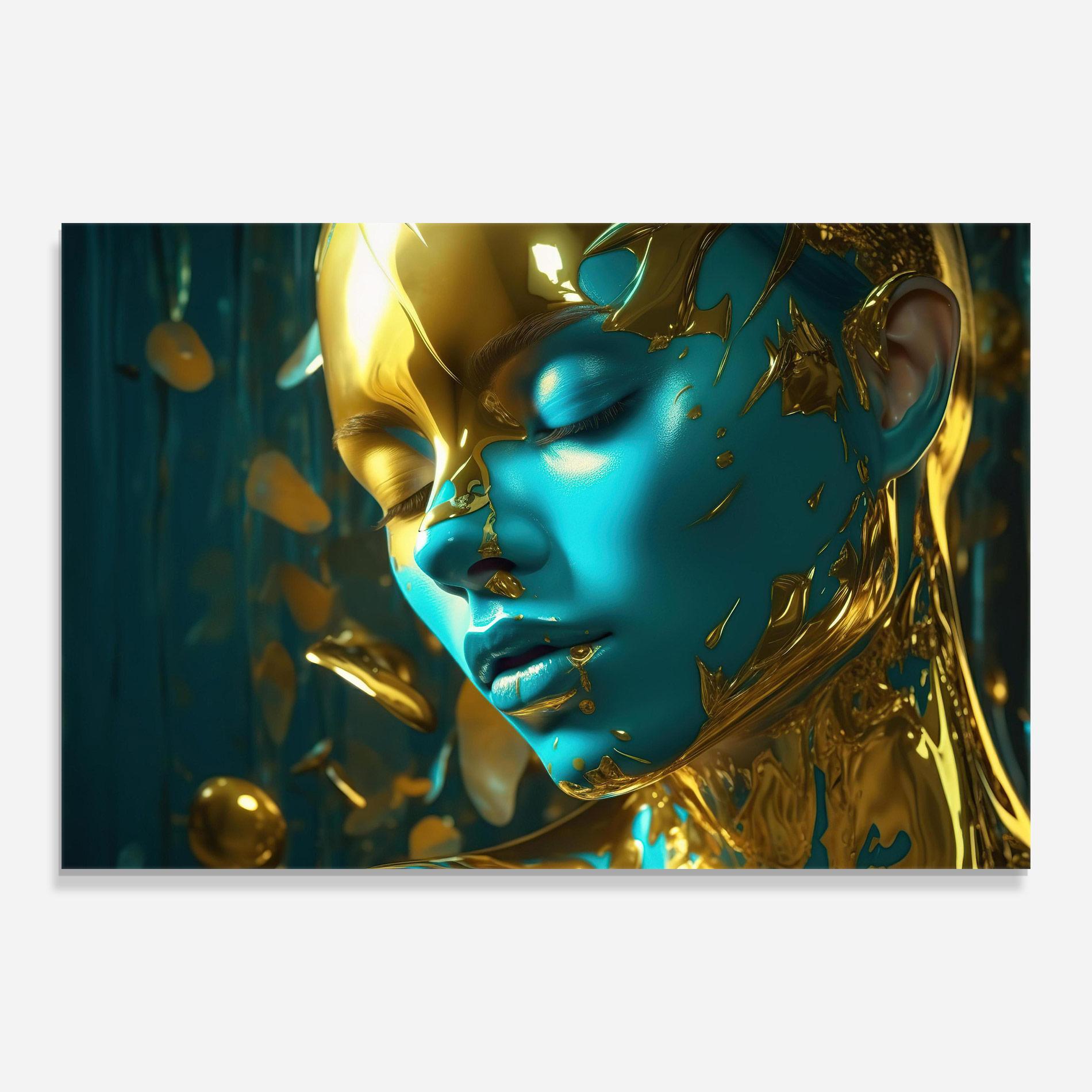 Üvegkép Golden Blue Makeup mockup 0