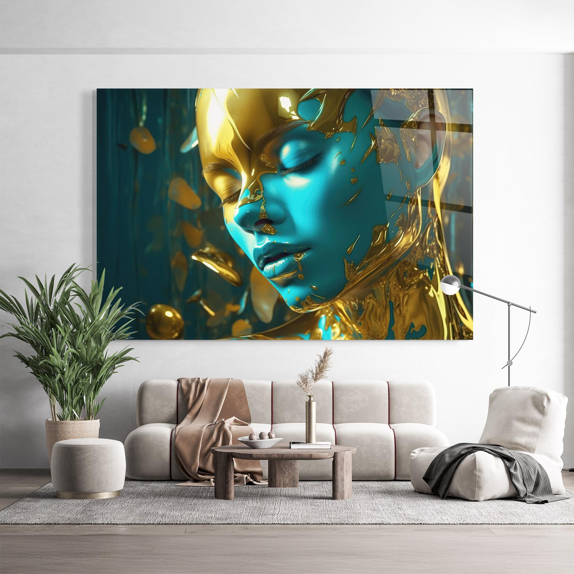 Üvegkép Golden Blue Makeup mockup 9