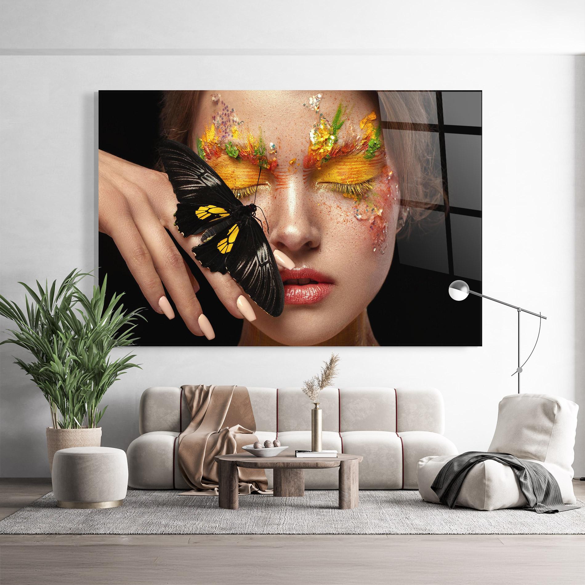 Üvegkép Pretty Butterflu Makeup mockup 9