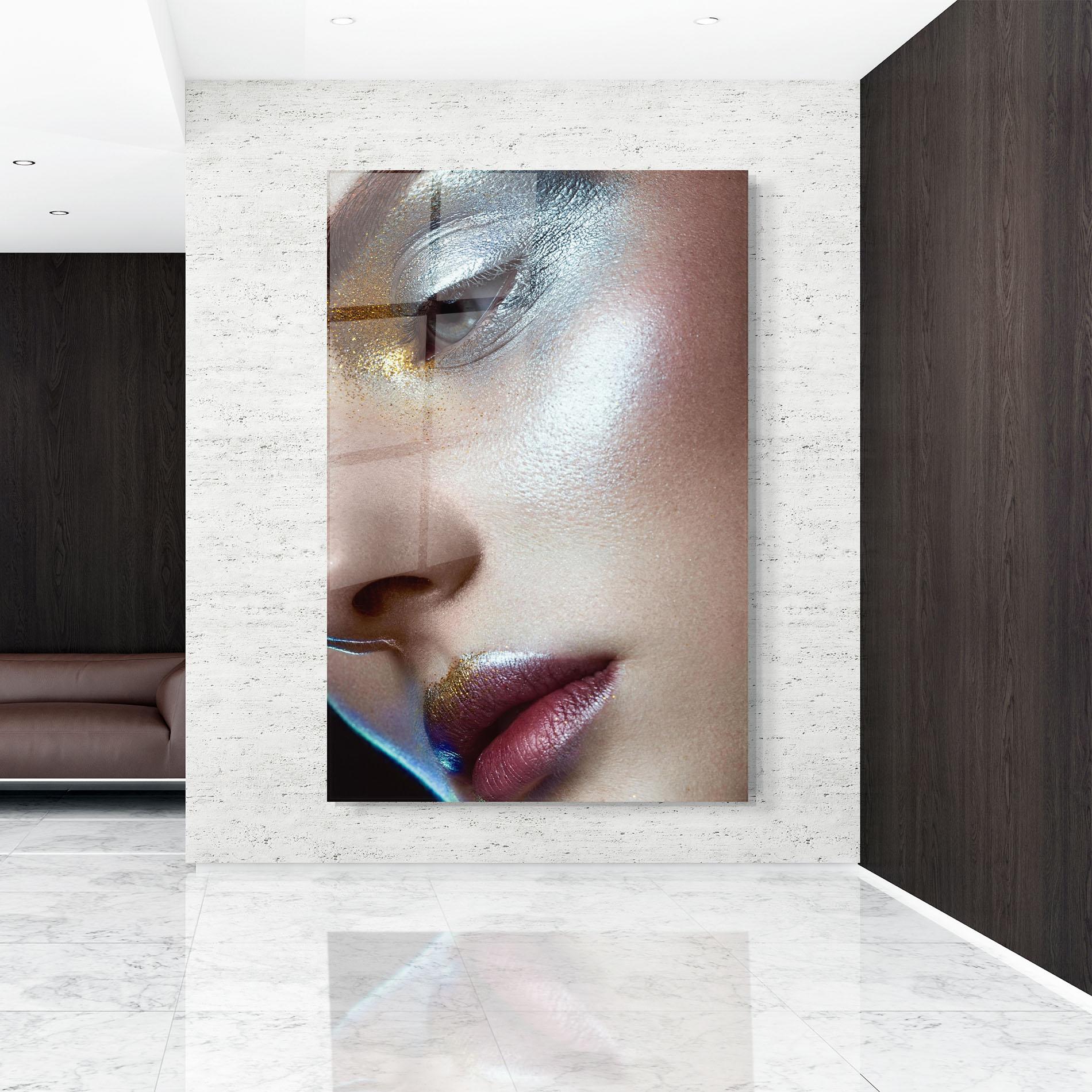 Üvegkép Golden Silver Makeup mockup 9