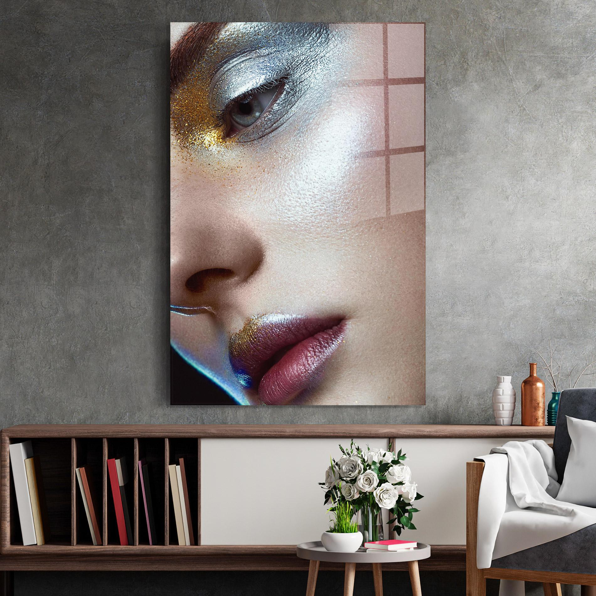 Üvegkép Golden Silver Makeup mockup 2