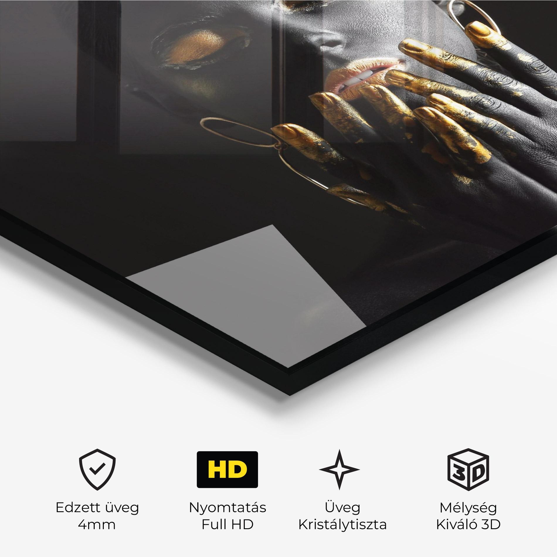 Üvegkép Black Golden Makeup mockup 3