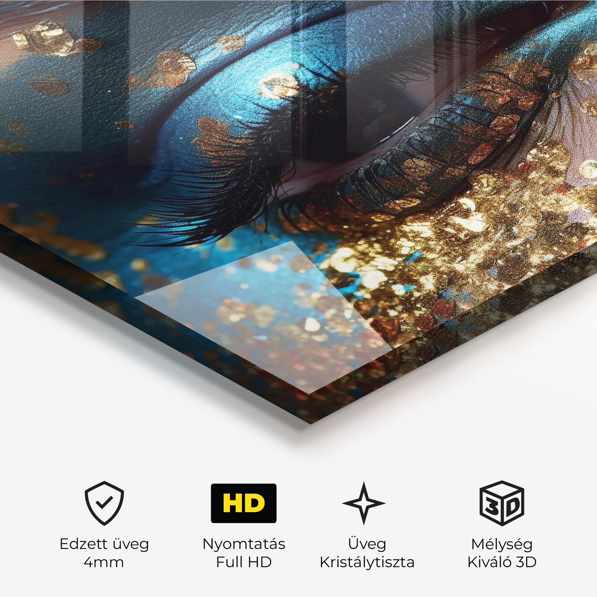 Üvegkép Blue Gold Glitter mockup 3