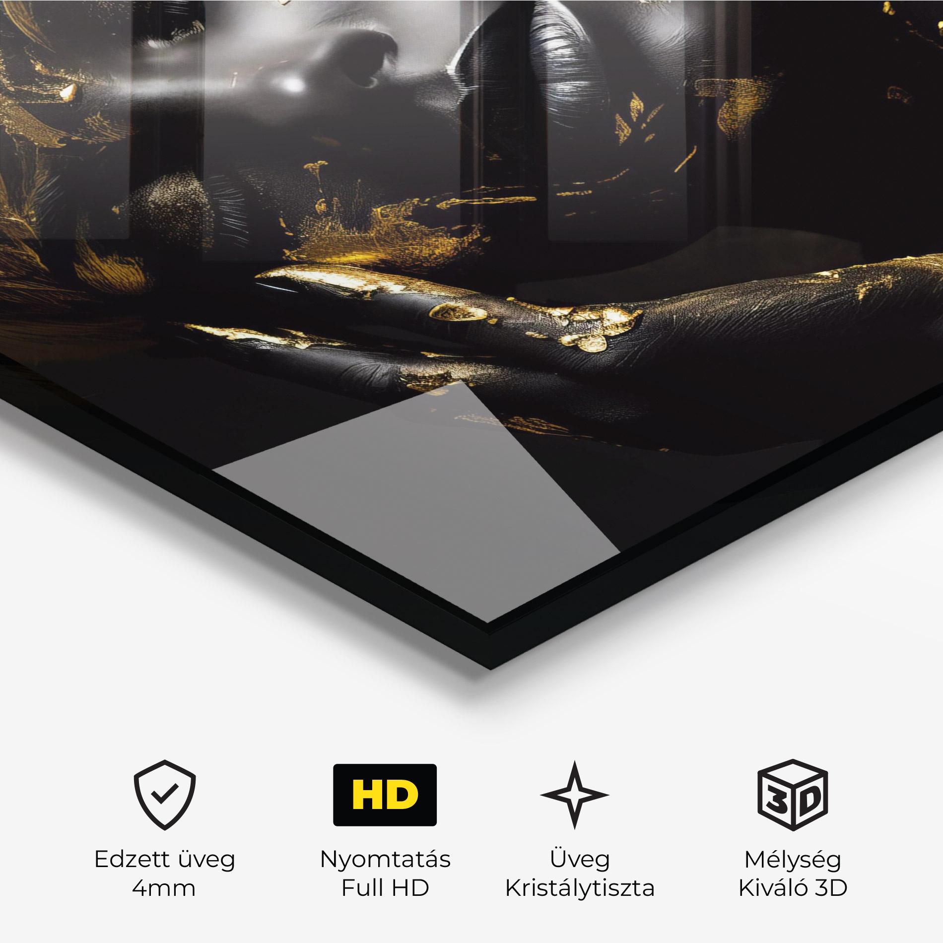 Üvegkép Gold Makeup On Black mockup 3